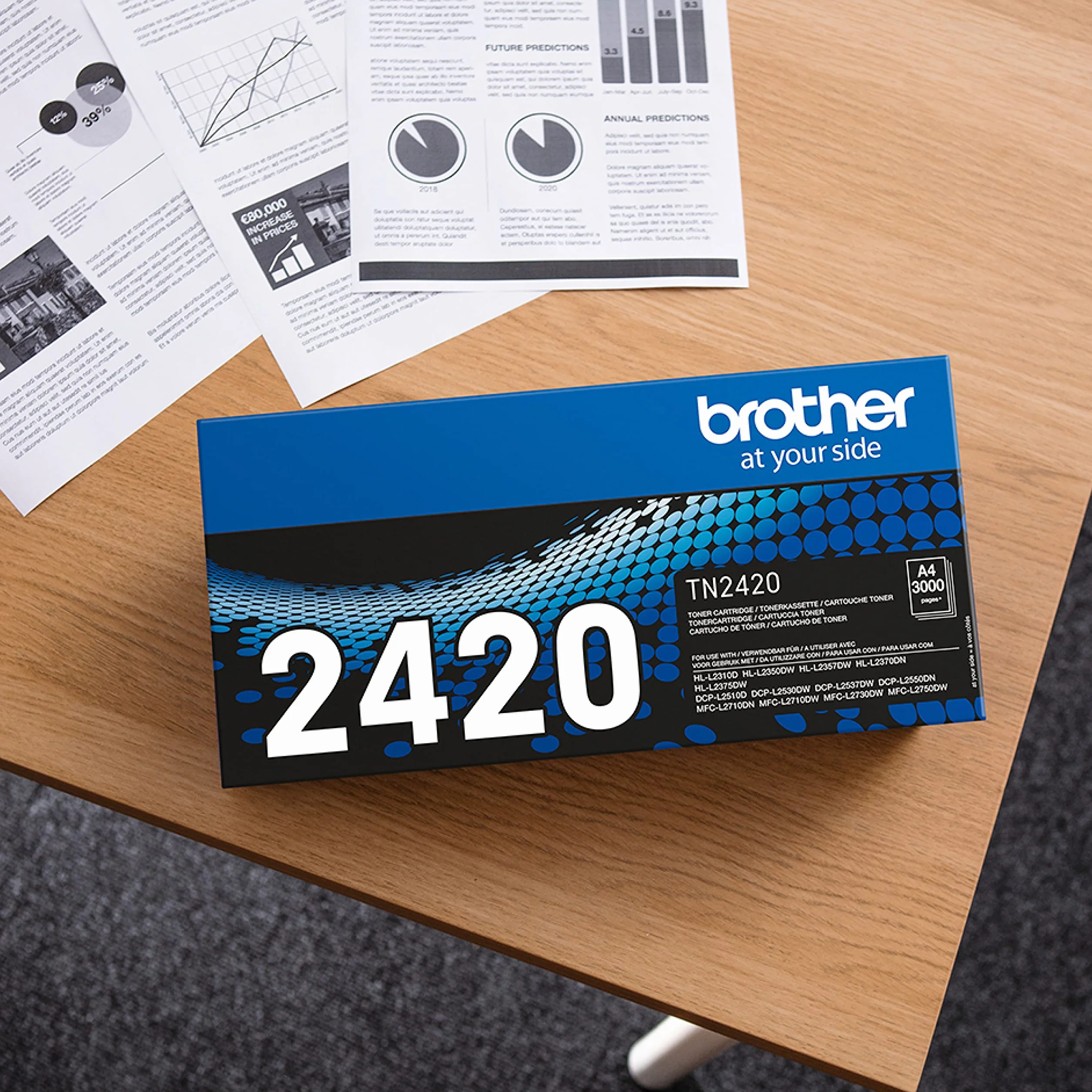 Brother TN2420 Toner d'origine pour imprimante Laser série L2000, 3000 pages