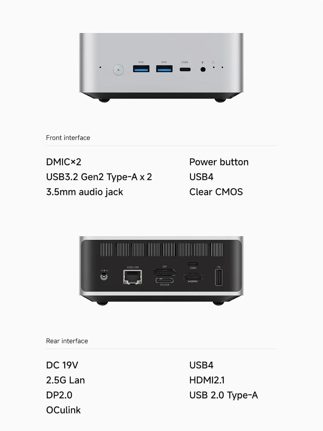 MINIS FORUM AI X1-255 Mini PC, Ryzen 7 255, 16 Go DDR5, SSD 512 Go, USB4, HDMI/DP 4K, LAN 2,5G, Wi-Fi 7, Bluetooth 5.4, OCuLink