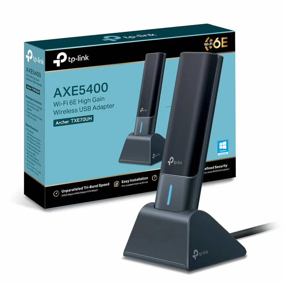 TP-Link Archer TXE70UH Clé USB Wi-Fi 6E AXE5400 Tri-Bande USB 3.0 Antennes Haut Gain WPA3