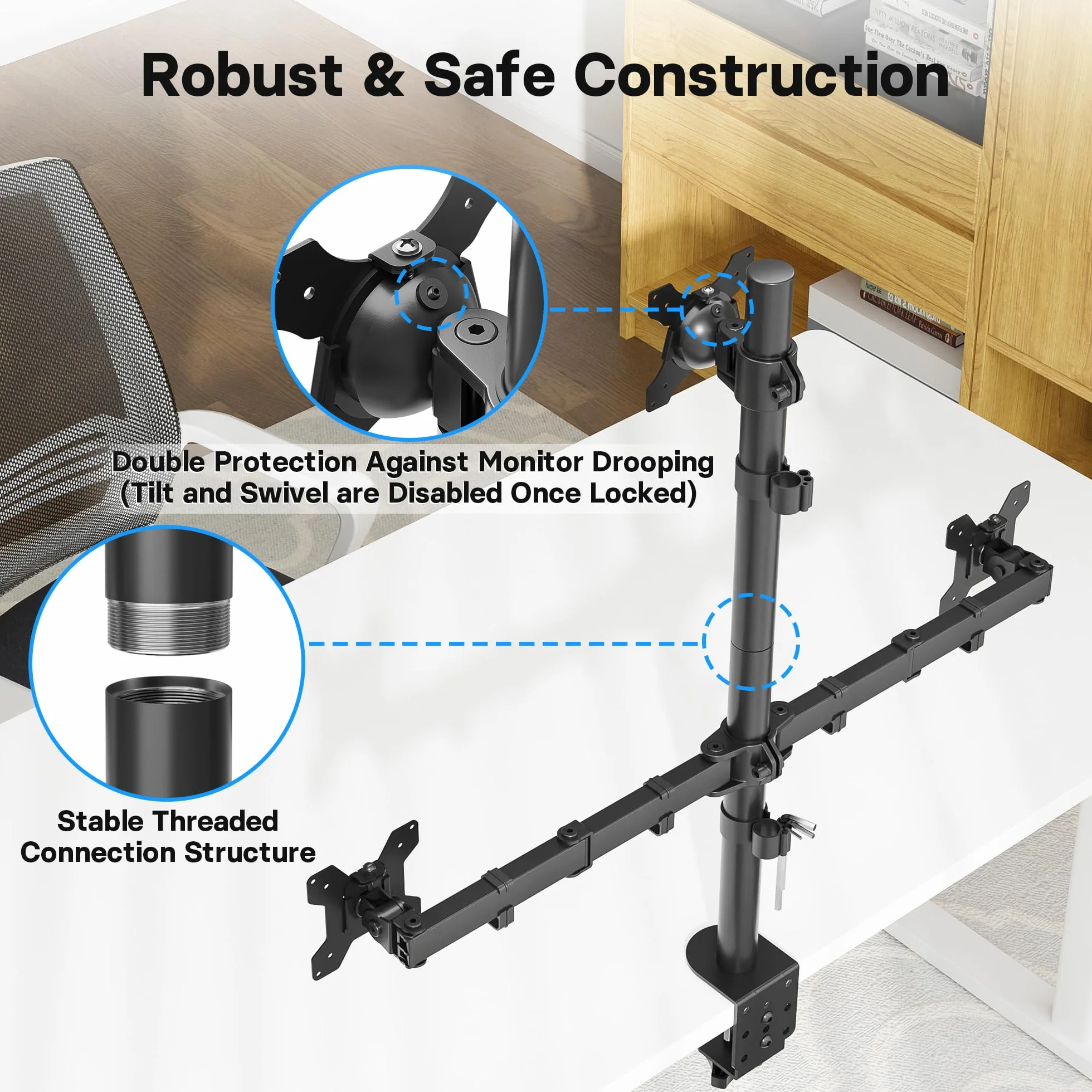 BONTEC Support Écran PC Triple 32 Pouces 27 Pouces Bras Réglable 10kg
