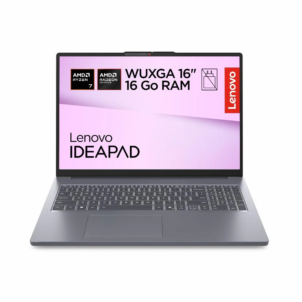 Lenovo IdeaPad Slim 3 16ARP10 Ordinateur Portable 16" WUXGA AMD Ryzen 7 170 RAM 16Go SSD 512Go AMD Radeon 680M Graphics Windows 11 Home Gris