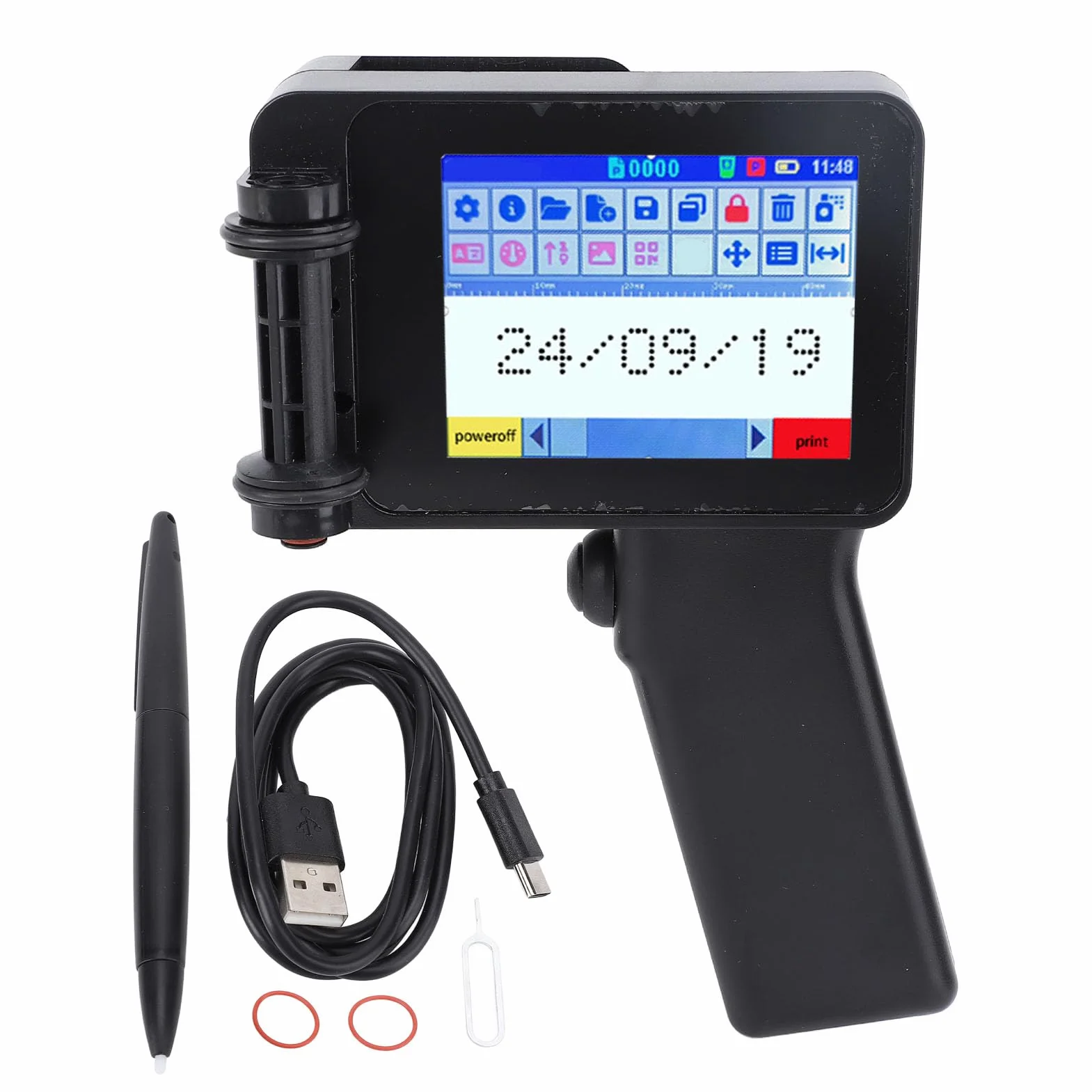 Asixxsix Imprimante à Jet d'encre Portable 600DPI écran Tactile HD LED 4.3in