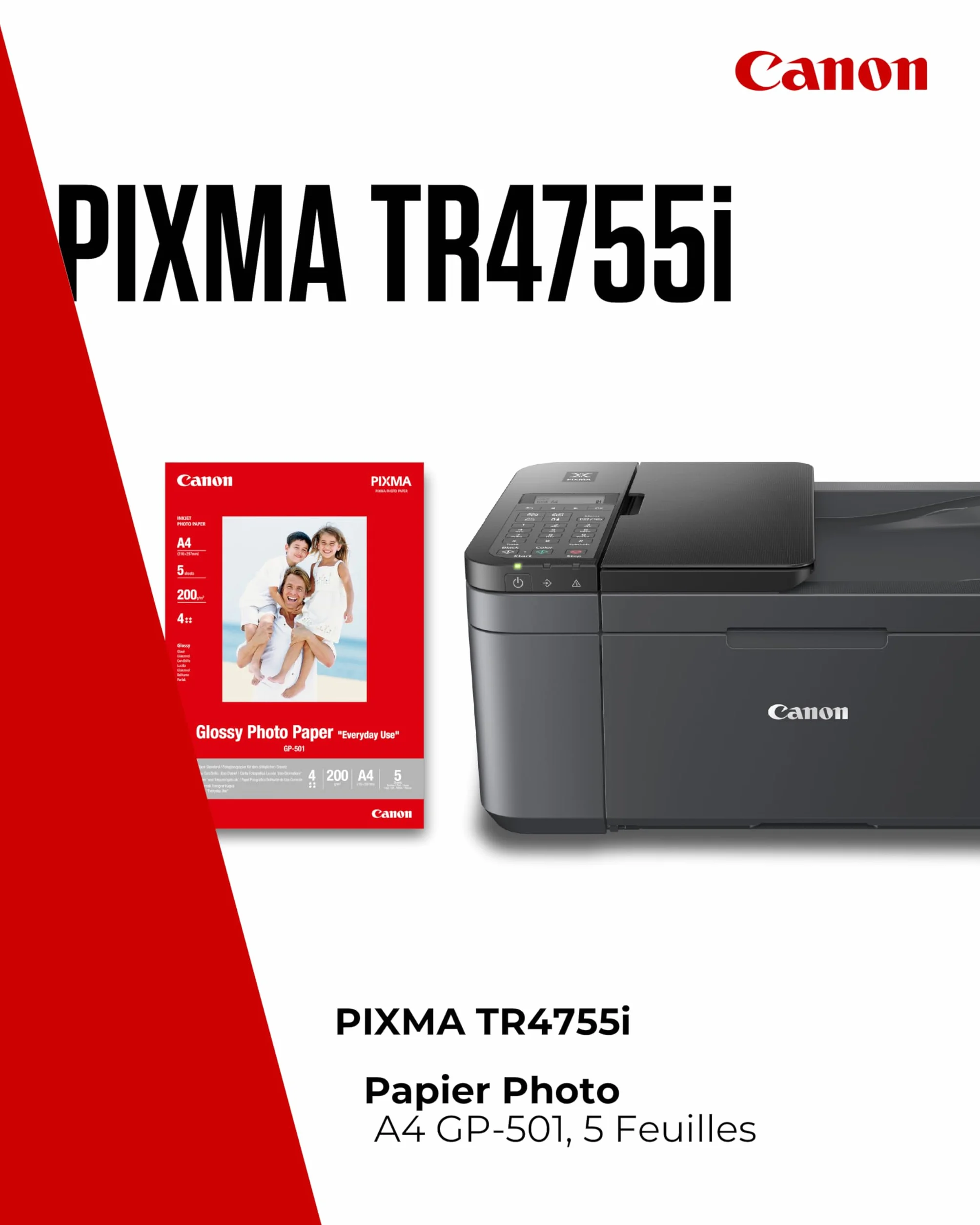 Canon PIXMA TR4755i Imprimante Couleur 4-en-1 Impression Numérisation Copie Télécopie CAD 20 Feuilles Imprimante Photo