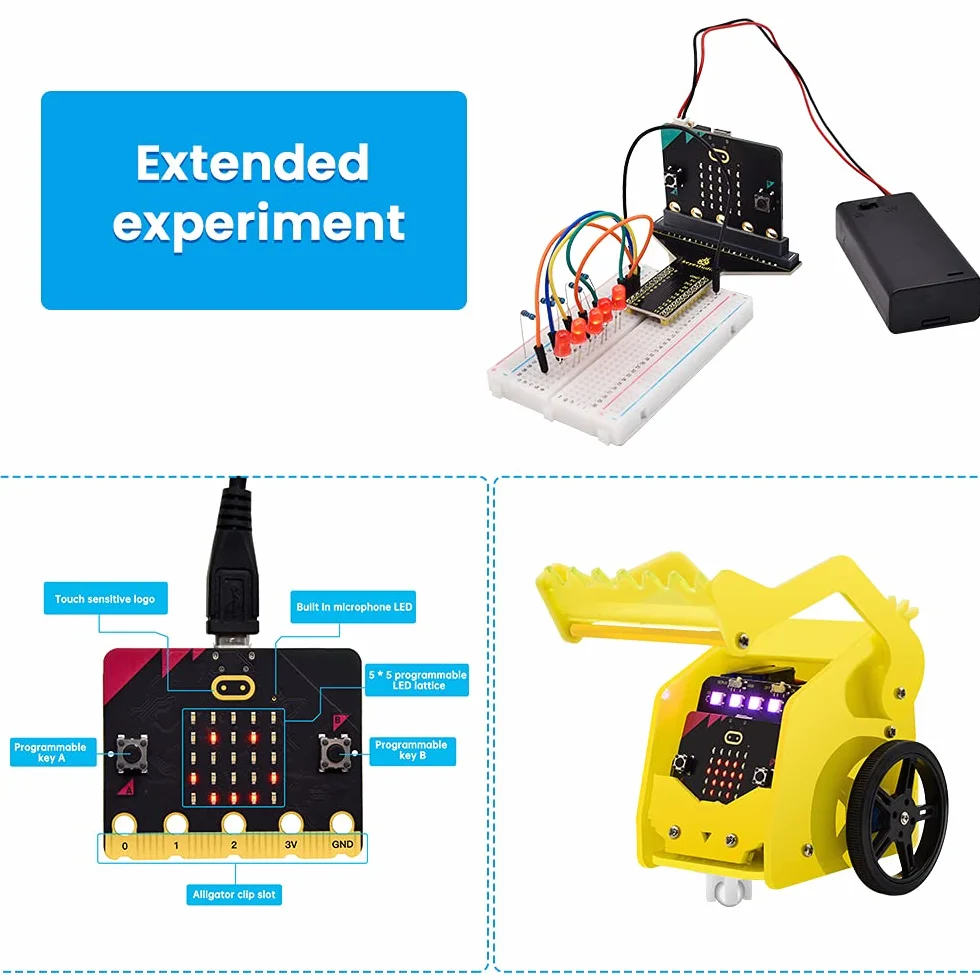 KEYESTUDIO BBC Microbit V2 Kit de démarrage avec Carte Officielle BBC Micro:bit V2 pour Codage et Programmation