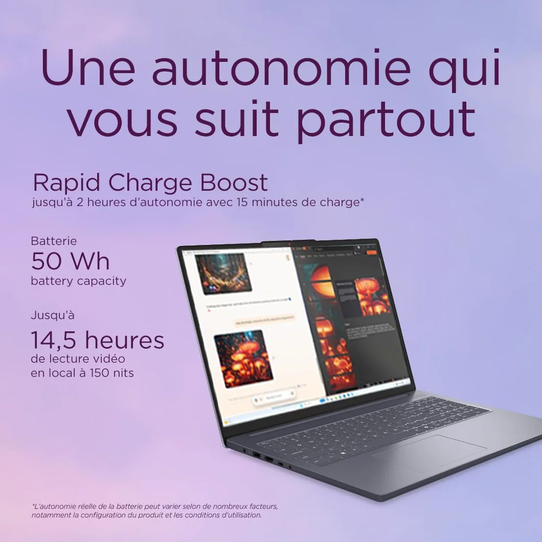 Lenovo IdeaPad Slim 3 16ARP10 Ordinateur Portable 16" WUXGA AMD Ryzen 7 170 RAM 16Go SSD 512Go AMD Radeon 680M Graphics Windows 11 Home Gris