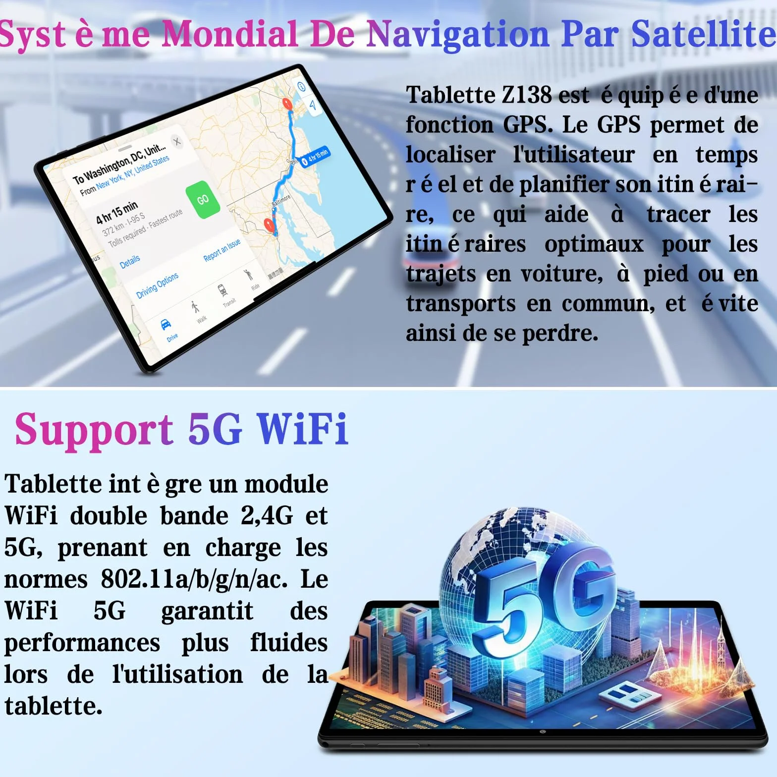 Tablette Enfants 10 Pouces Android 15 30Go RAM 64Go ROM TF 2To 5G WiFi Octa-Core Widevine L1 Face ID Contrôle Parental 6000 mAh BT 5.0