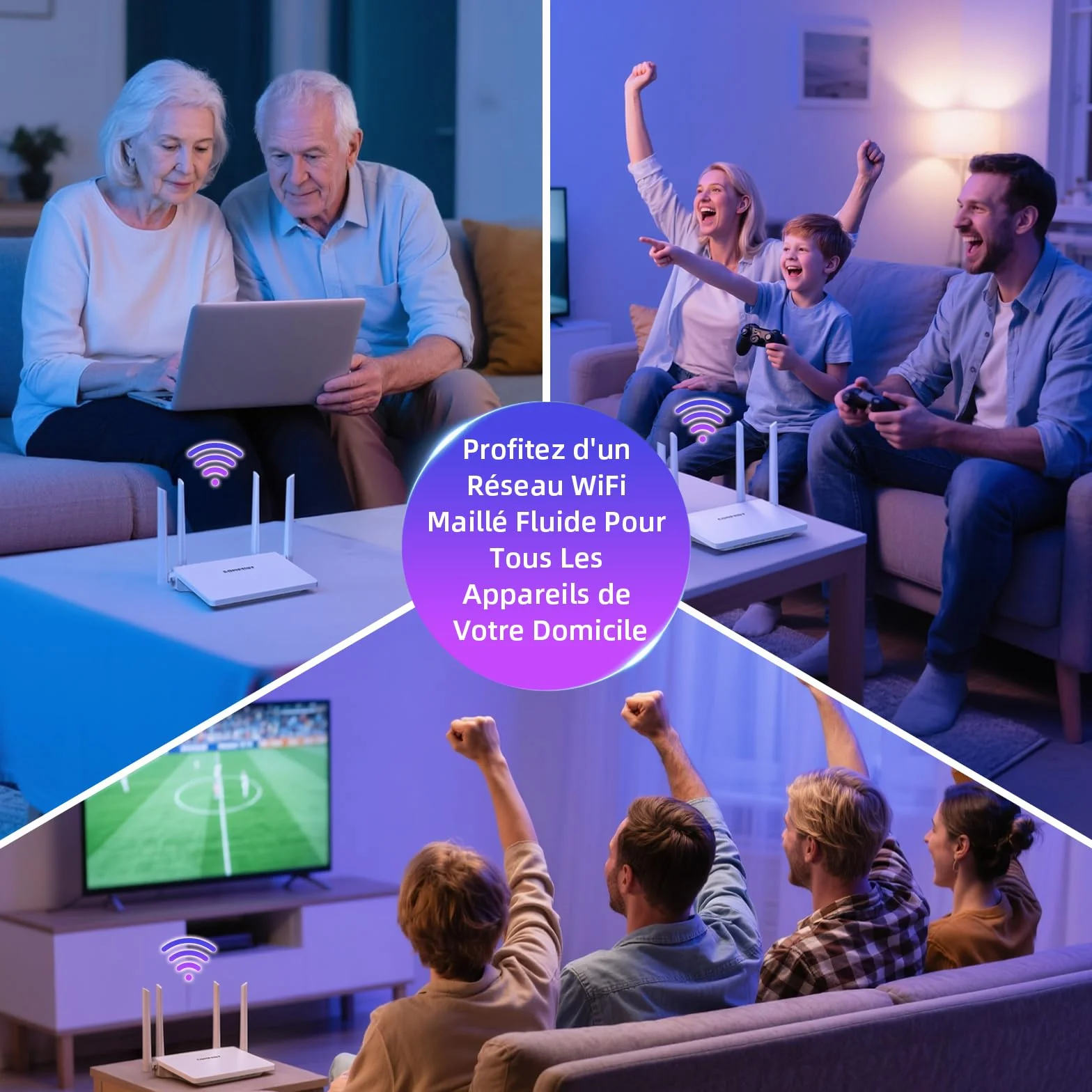 COMFAST AX3000 Routeur WiFi 6 3000Mbps Bi-Bande 4 Ports Gigabit 4 Antennes EasyMesh WPA3