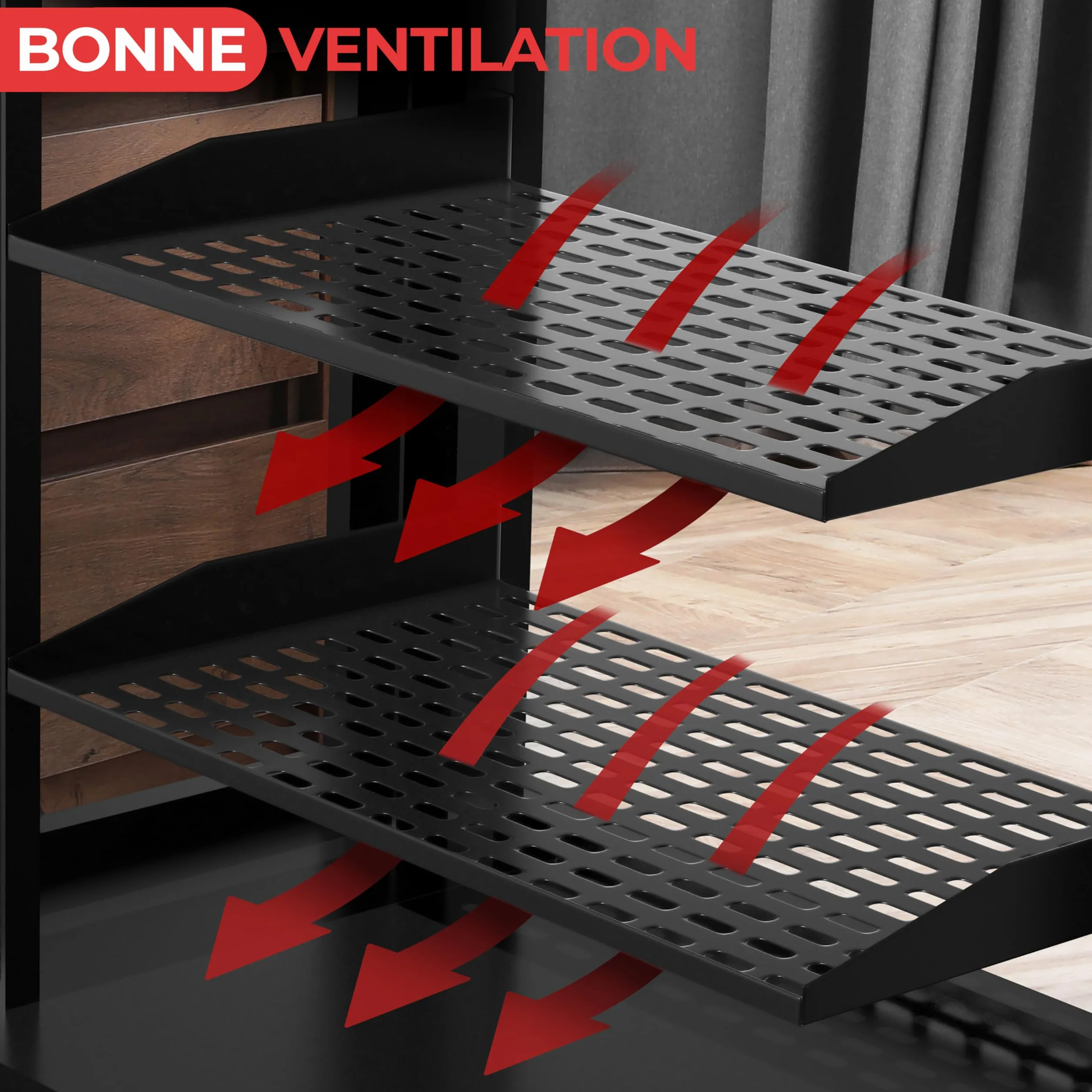 Pyle Étagère Rack Serveur 1U Plateau Ventilé Cantilever pour Armoire 19" Noir Lot de 2