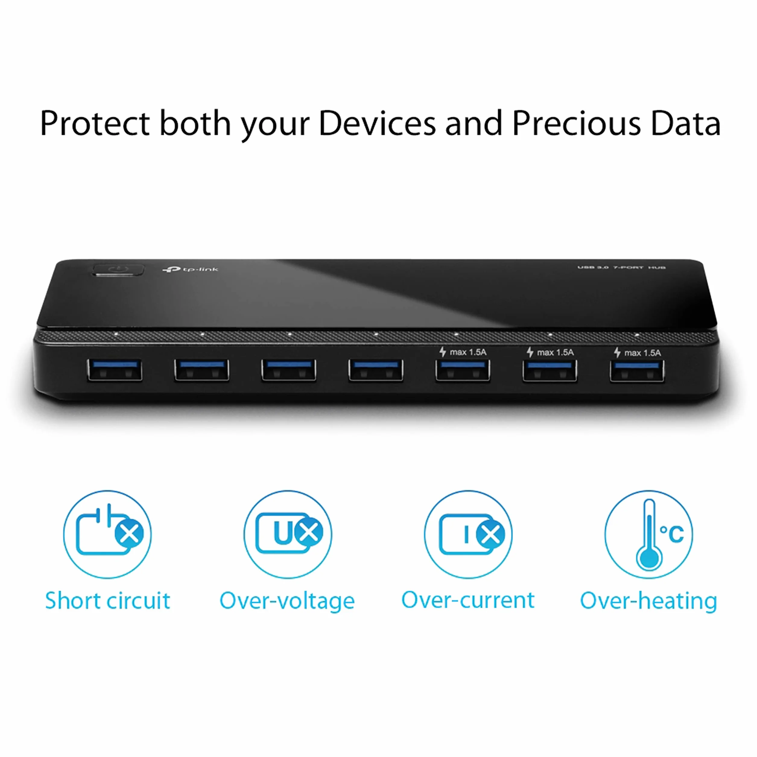 TP-Link UH700 Hub USB 3.0 7 Ports Multiprise USB Sortie 5V/1.5A Indicateur LED Switch USB