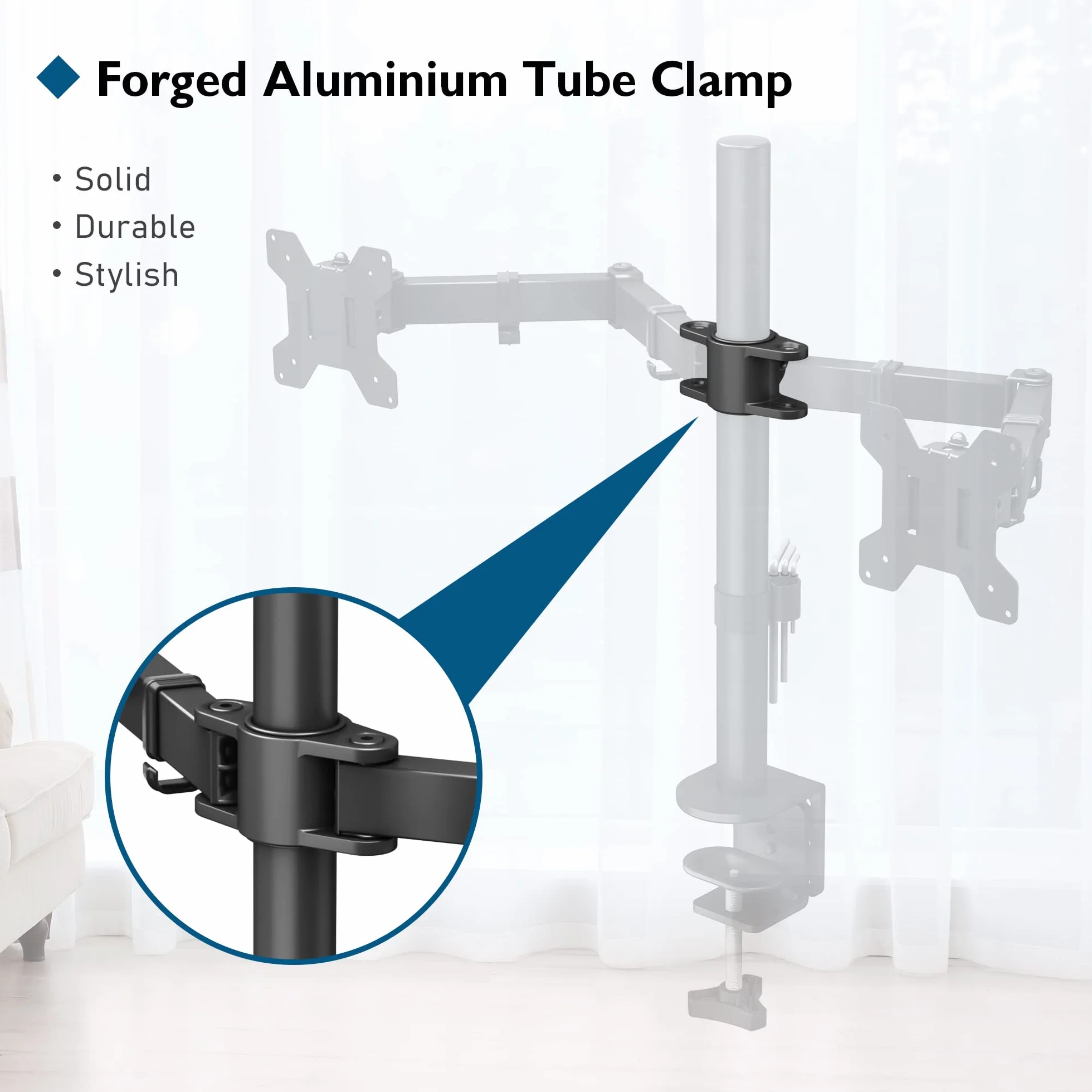 BONTEC Support Ecran PC 2 Ecran pour Moniteurs 13-27 Pouces, Bras Réglable Hauteur Inclinable Rotatif Pivotant, Poids Max 10KG, VESA 75/100