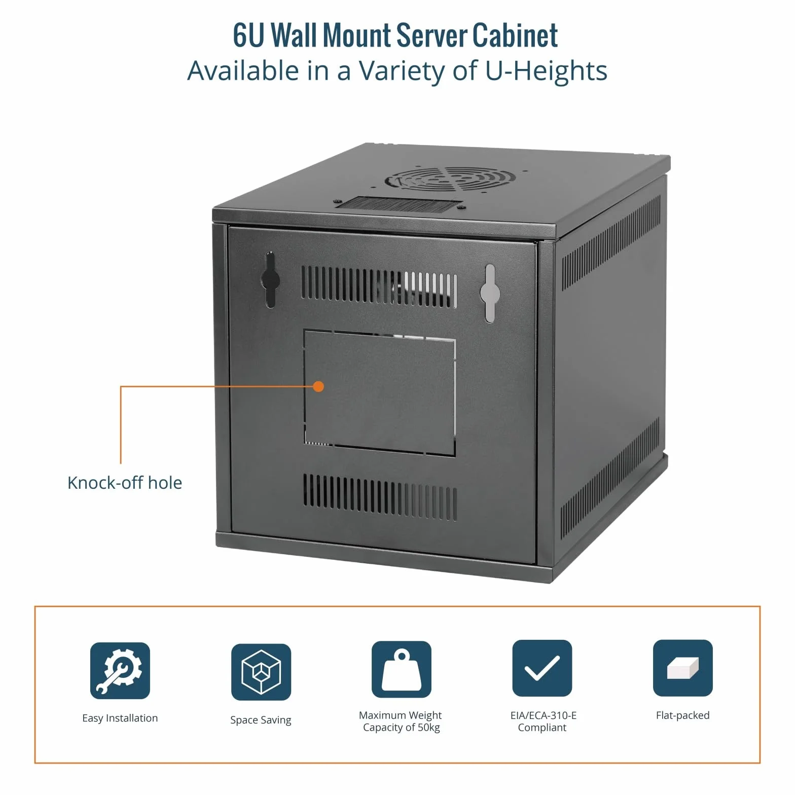 Tecmojo Armoire Réseau Murale 10 Pouces 6U 330mm 50kg Porte Vitrée Noir
