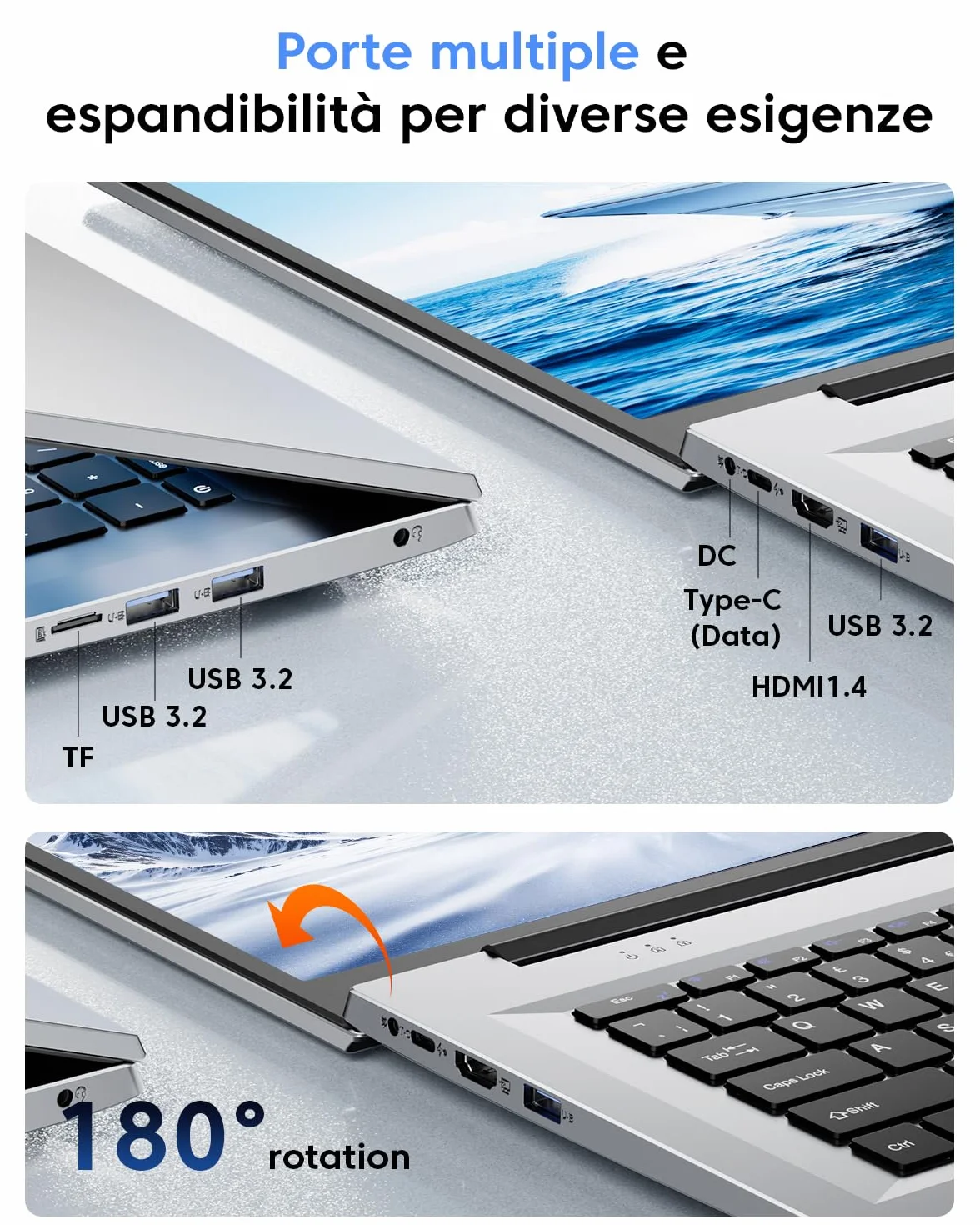 Ordinateur Portable 18,5" FHD 13e Processeur N150 16 Go RAM 512 Go SSD M.2 1080p WiFi 5 BT 5.2 USB 3.2 8000mAh