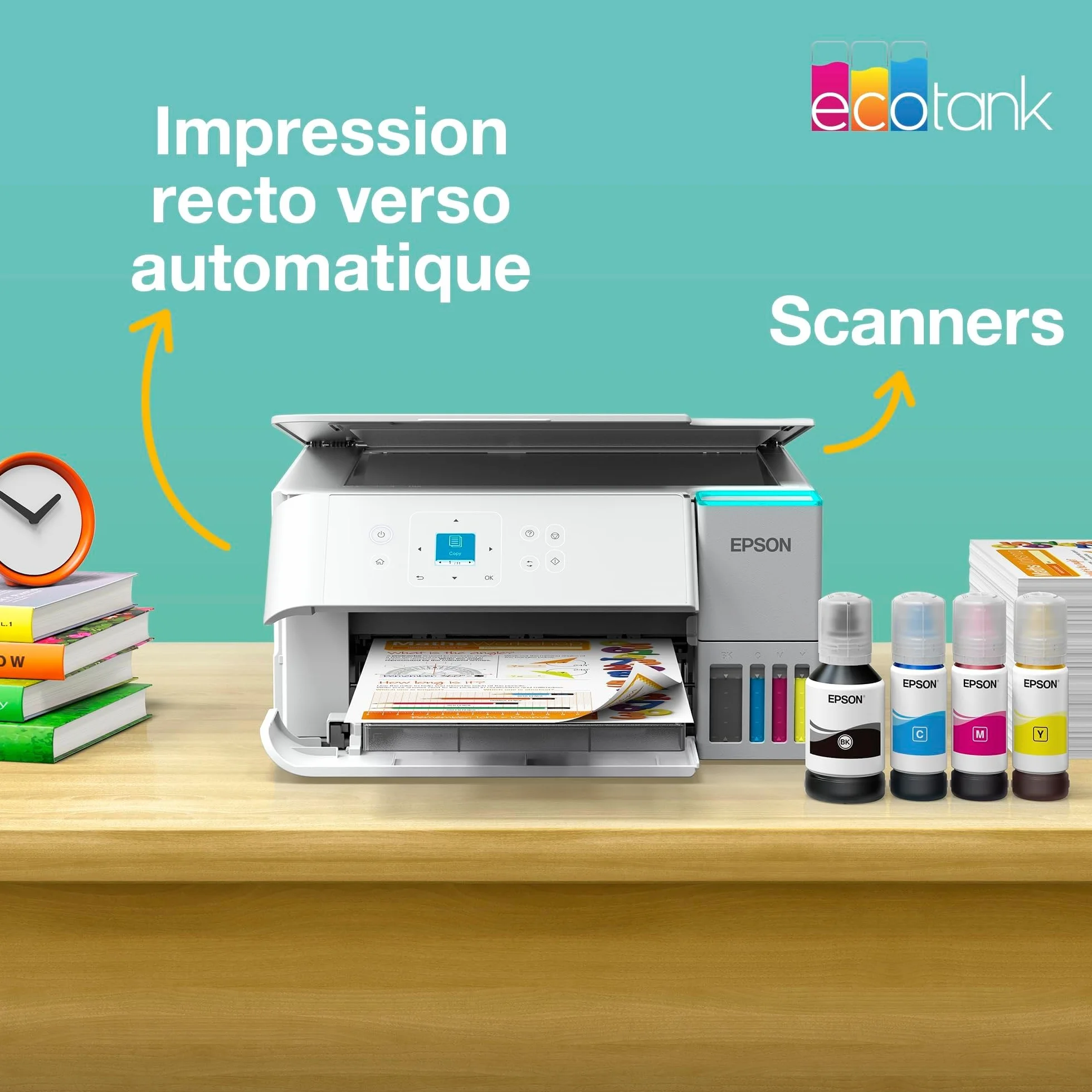 Epson EcoTank ET-2956 Imprimante A4 Wi-Fi AirPrint Recto Verso