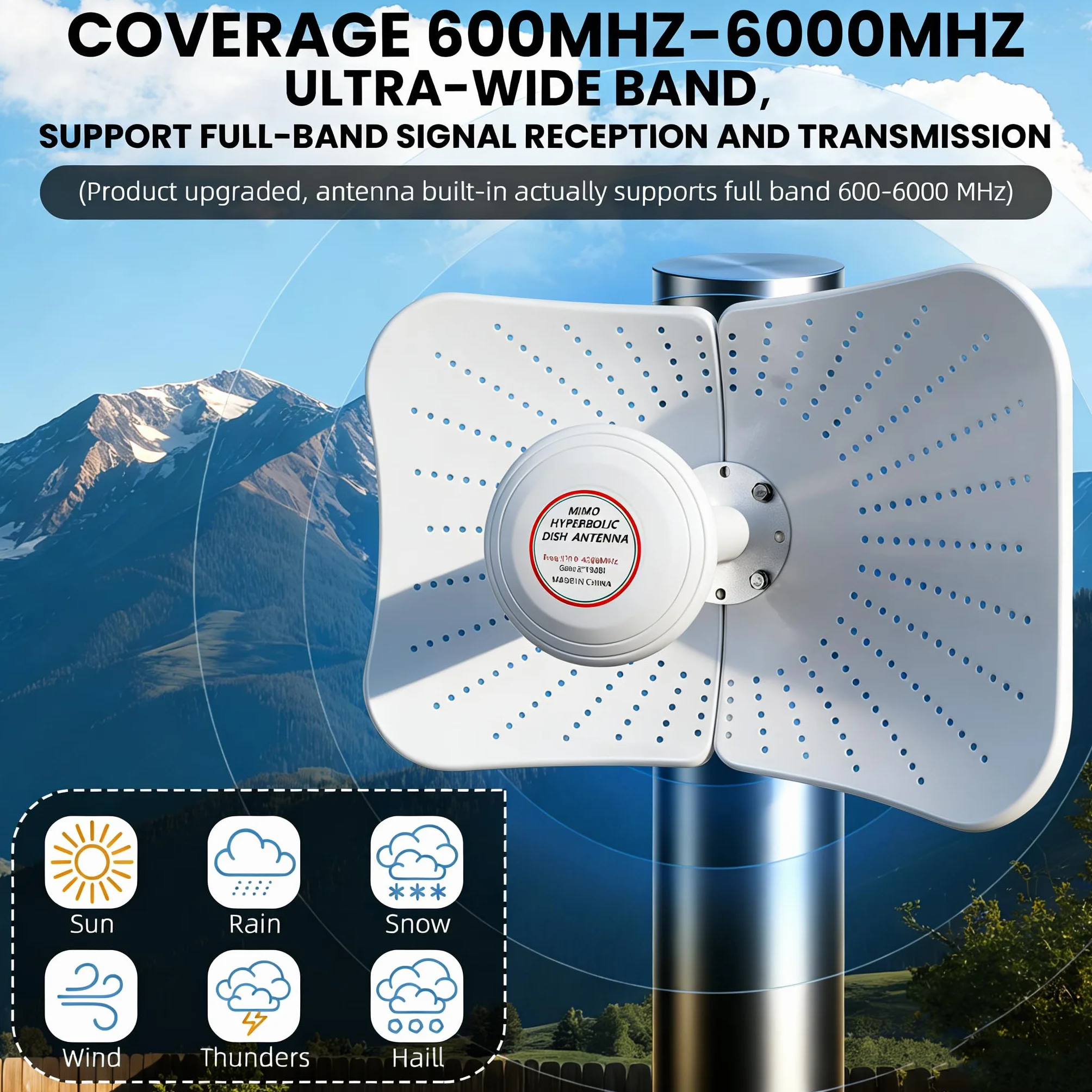 Antenne 4G 5G LTE WiFi Dual-Polarisation 600-6000MHz Panel Outdoor 22dBi MIMO Directionnelle SMA TS9 10 Mètres
