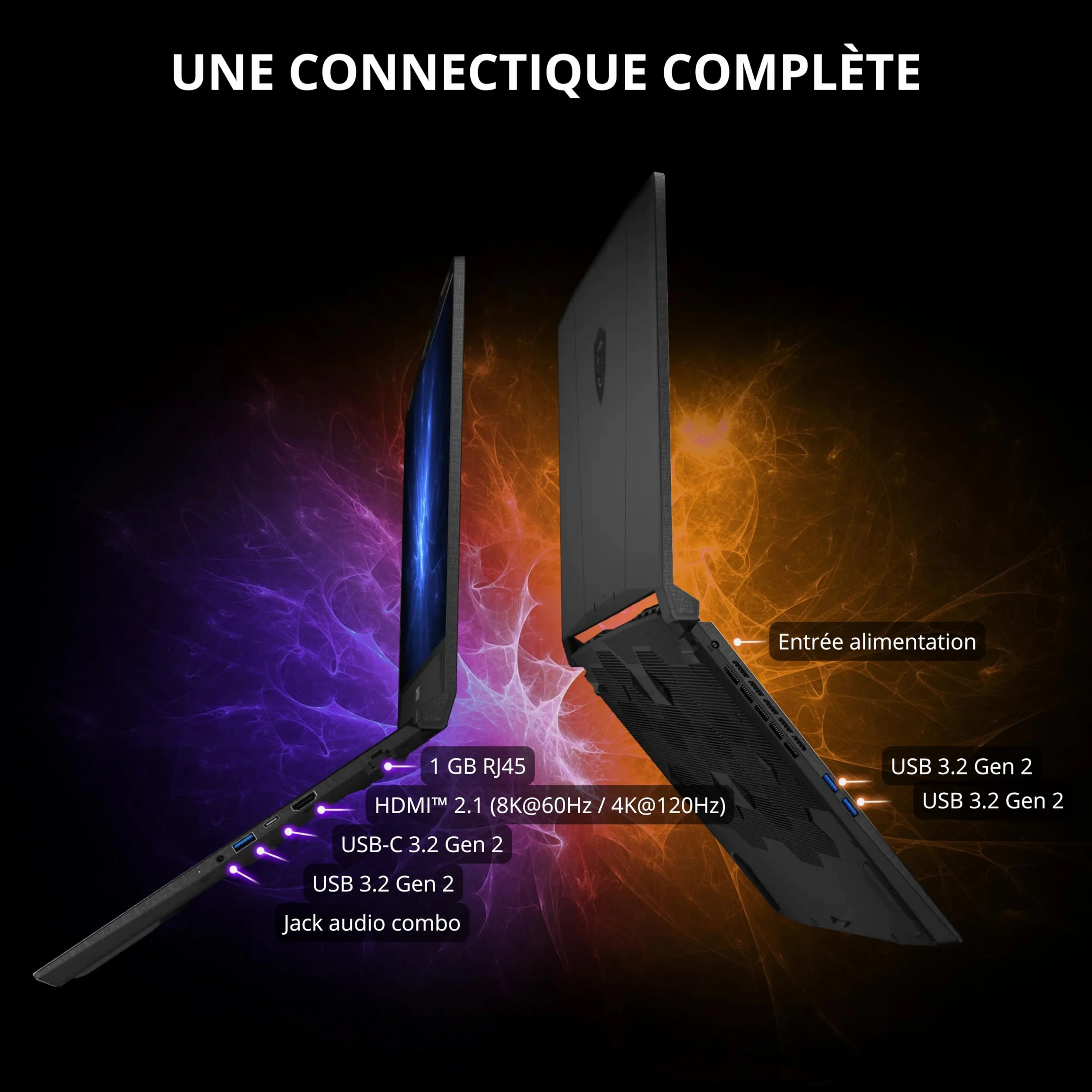 MSI Katana 17 HX B14WGK-084FR Dragon Station Intel Core i7 14650HX 32GB DDR5 SSD 1TB NVMe PCIe Nvidia RTX5070 8GB GDDR7 17.3" Full HD 144Hz Windows 11 Famille