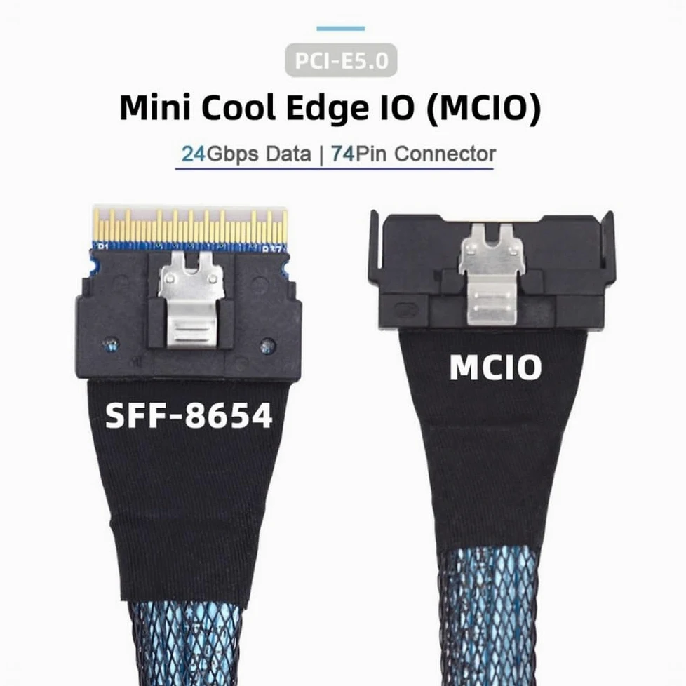 Câble d'extension PCI-E 5.0 Mini Cool Edge IO MCIO 8i 74 broches mâle vers Slimline SFF-8654 SAS 4.0 50 cm