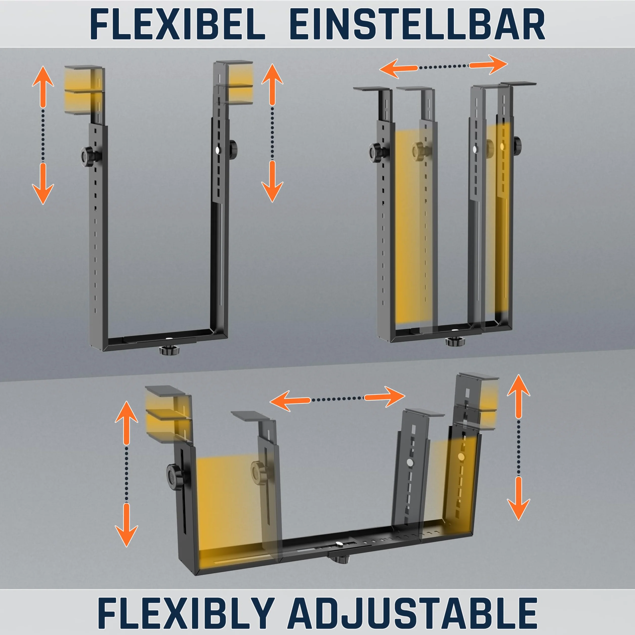 RICOO TRH02-B Support boîtier PC Universel Montage sous Bureau Accroche réglable