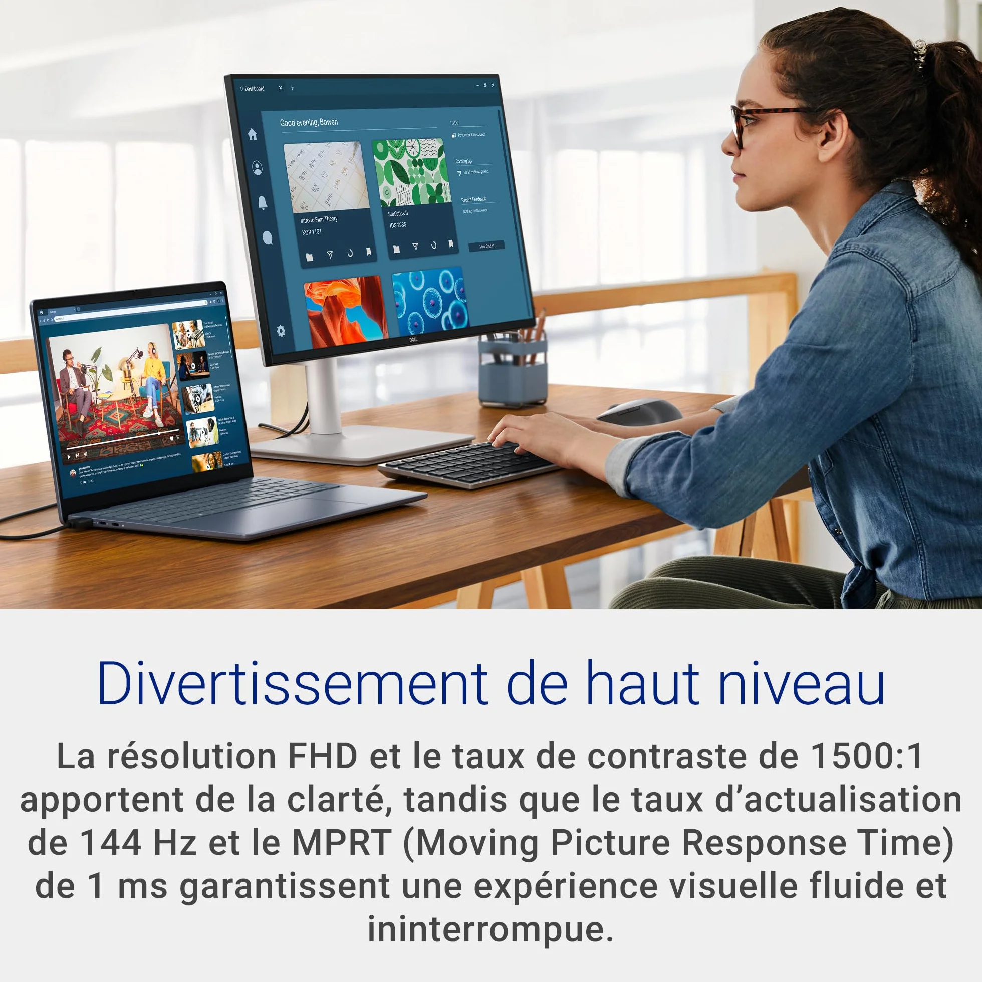 Dell S2425HSM Écran PC 24 Pouces Full HD 144Hz IPS 1ms MPRT AMD FreeSync 99% sRGB Haut-parleurs Blanc