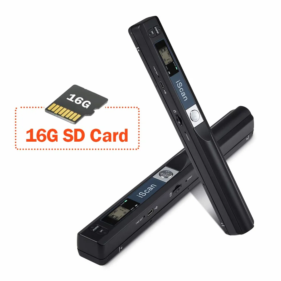 MUNBYN Mini Scanner de Poche Portable sans Fil 900 DPI A4 JPG/PDF LCD Noir