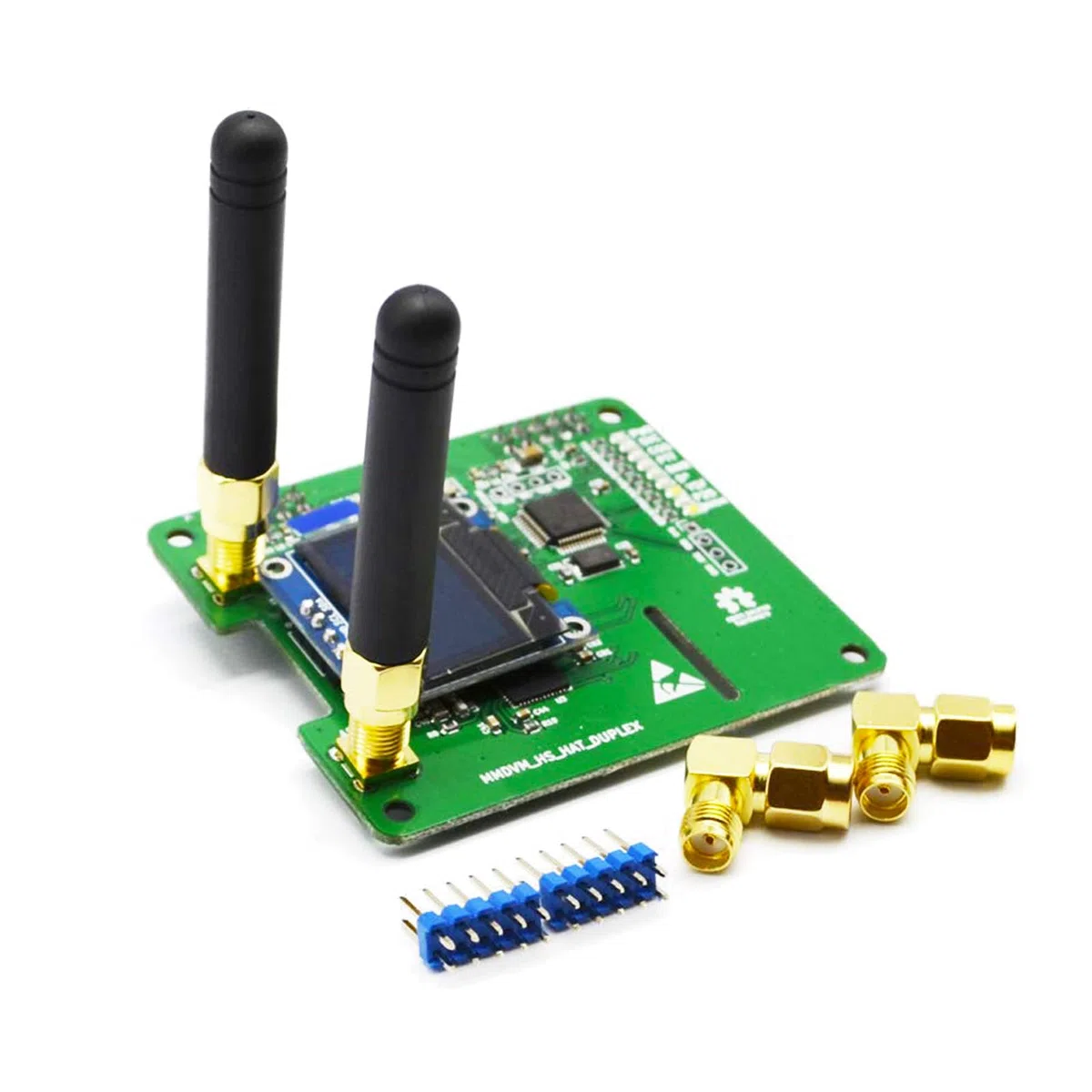 AURSINC Module MMDVM Double Hat Duplex Hotspot avec écran OLED 0.96 V1.47 Compatible P25 DMR YSF NXDN pour Raspberry Pi Vert