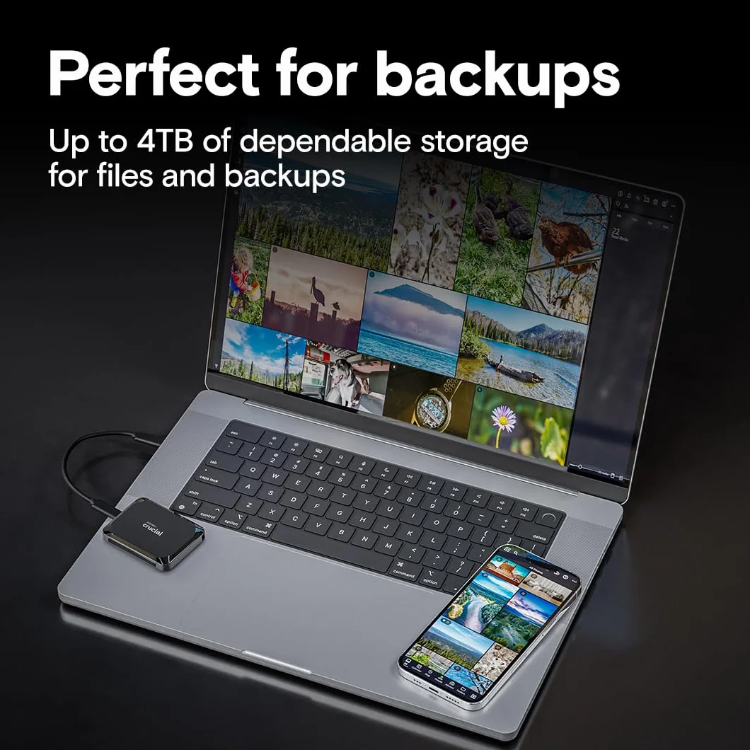 Crucial X9 1To Disque SSD Externe Portable, Jusqu’à 1050Mo/s, USB-C 3.2 - CT1000X9SSD902