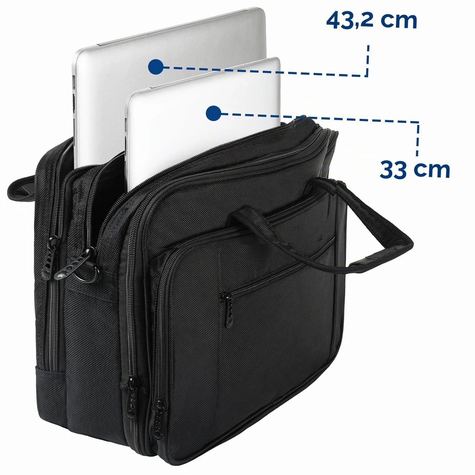 Mancro Sacoche Ordinateur Portable 17 Pouces, Mallette d'Affaires étanche Multifonctionnelle Noir