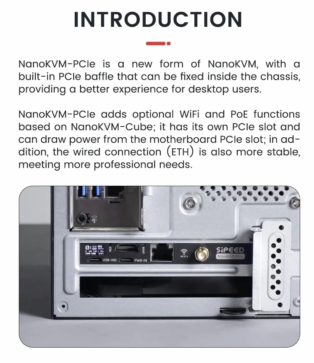 Sipeed NanoKVM Mini serveur de maintenance à distance 1TOPS NPU 1 GHz C906 RISC-V Linux PCIE