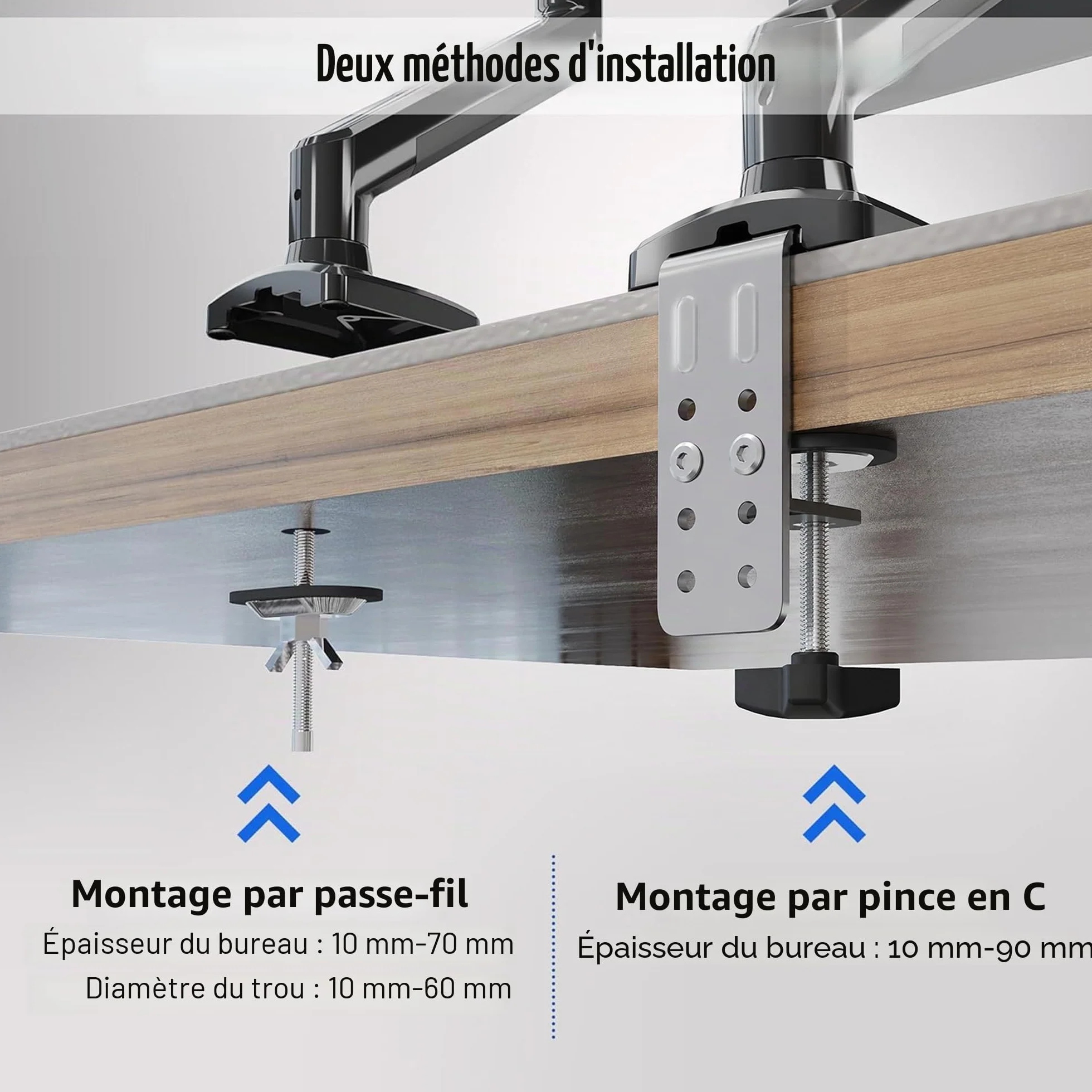 BONTEC Bras Articulé à Ressort à Gaz pour Moniteur 13-32 Pouces, Capacité 3-9kg, Rotation 360°, VESA 75/100mm