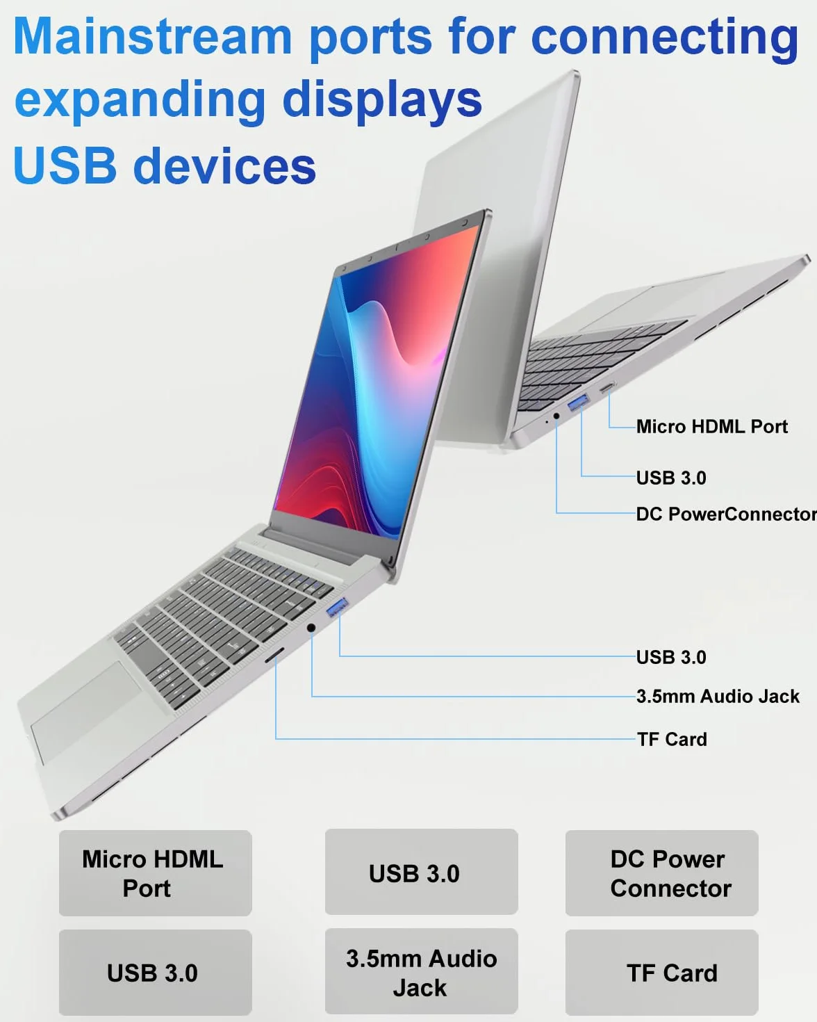 Ordinateur Portable 14 pouces 6 Go DDR4 128 Go SSD WiFi 5G Mini-HDMI Sans Ventilateur