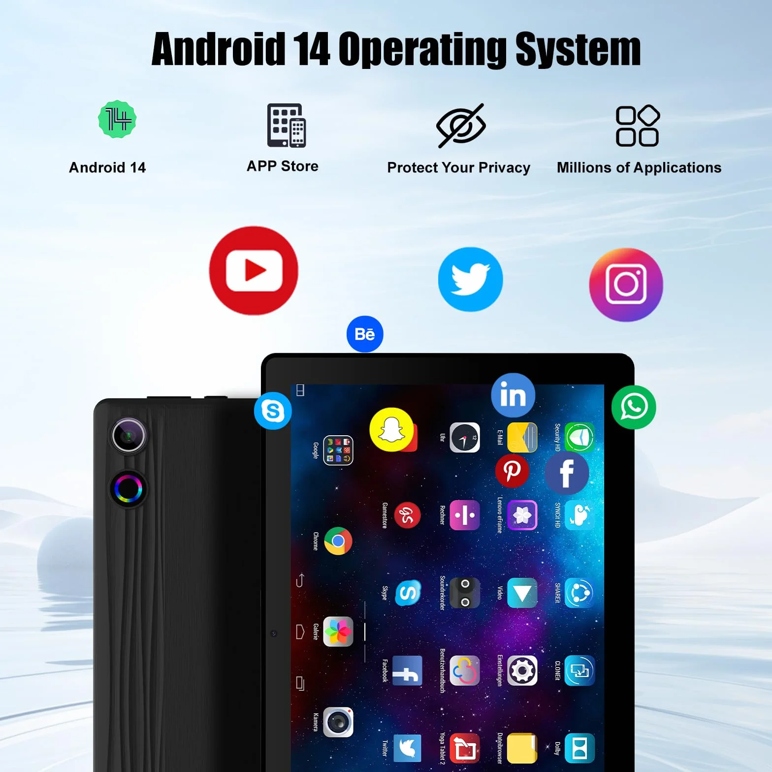 Ainmel Tablette 11 Pouces Android 14 Octa Core 2.0GHz 16GB RAM 128GB ROM 5G+2.4G WiFi 6 8+5MP Camera 6800 mAh Bluetooth 5.0 Noir