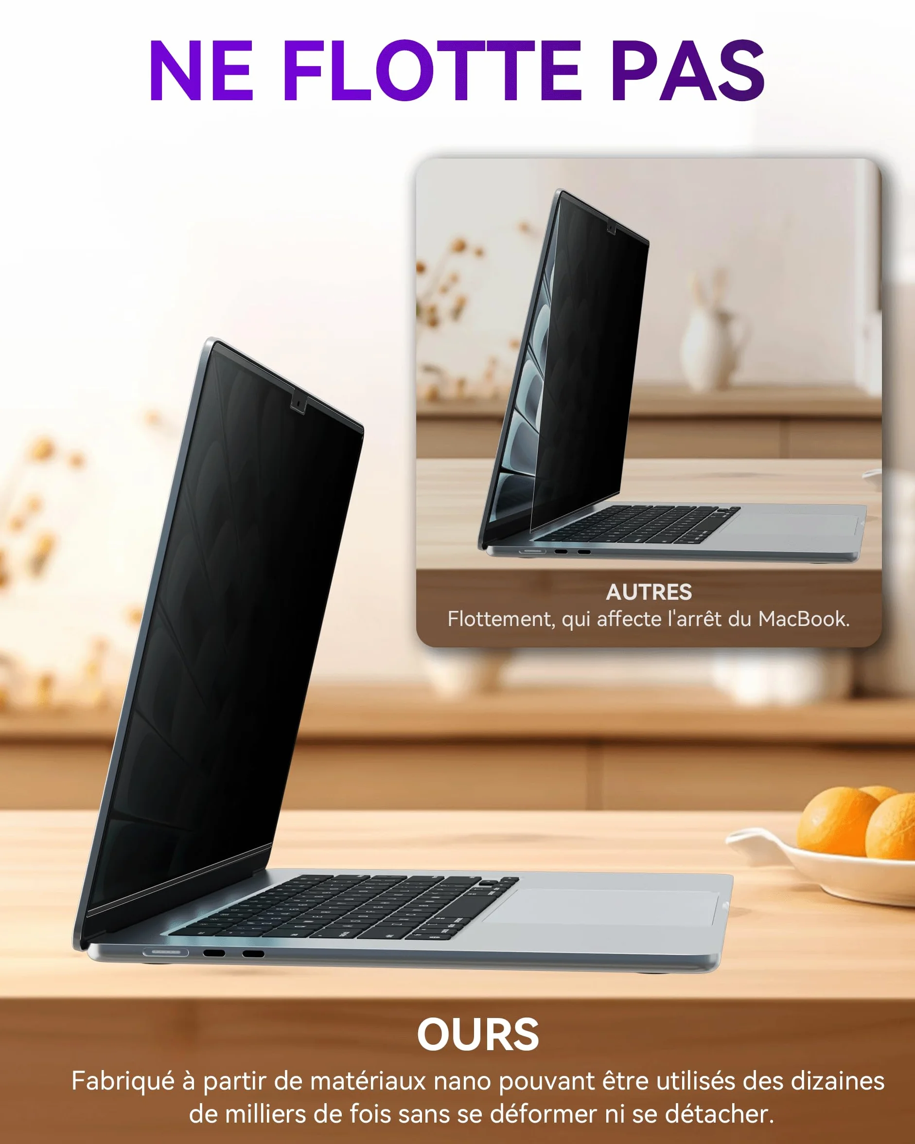 Filtre de Confidentialité Magnétique pour MacBook Pro 16 Pouces (2021-2026, M1-M5 Pro/Max), Anti-Espion et Anti-Lumière Bleue
