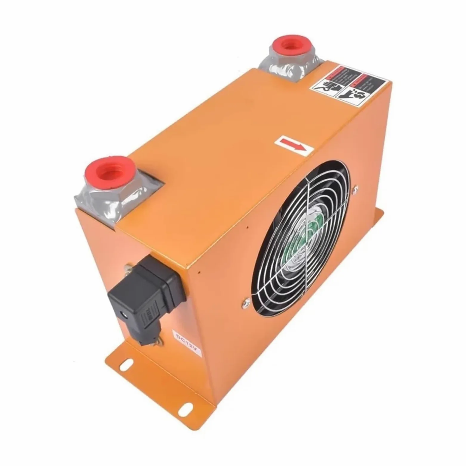 Refroidisseur d'huile hydraulique AH0608T-CA Radiateur d'huile refroidi par air Échangeur de chaleur 60 L/min Radiateur Absorption efficace des chocs(12V)