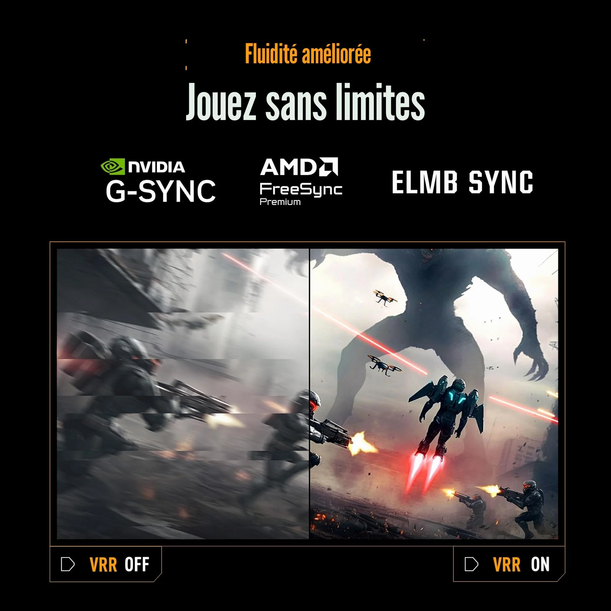 ASUS TUF Gaming VG27AQL5A Moniteur Gaming 27" QHD 2560x1440 210Hz OC Fast IPS ELMB Sync 0.3ms GTG Ajustable en Hauteur