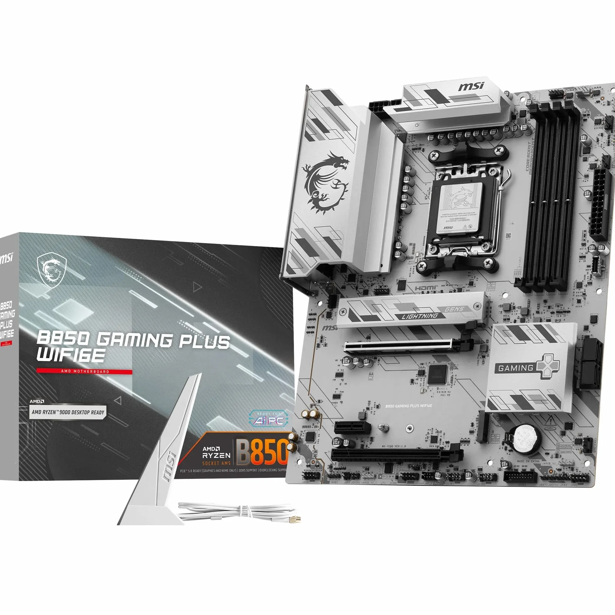 MSI B850 Gaming Plus WIFI6E Carte mère ATX pour AMD Ryzen 9000/8000/7000 AM5 DDR5 PCIe 4.0 M.2 Gen5 Wi-Fi 6E 2.5G LAN