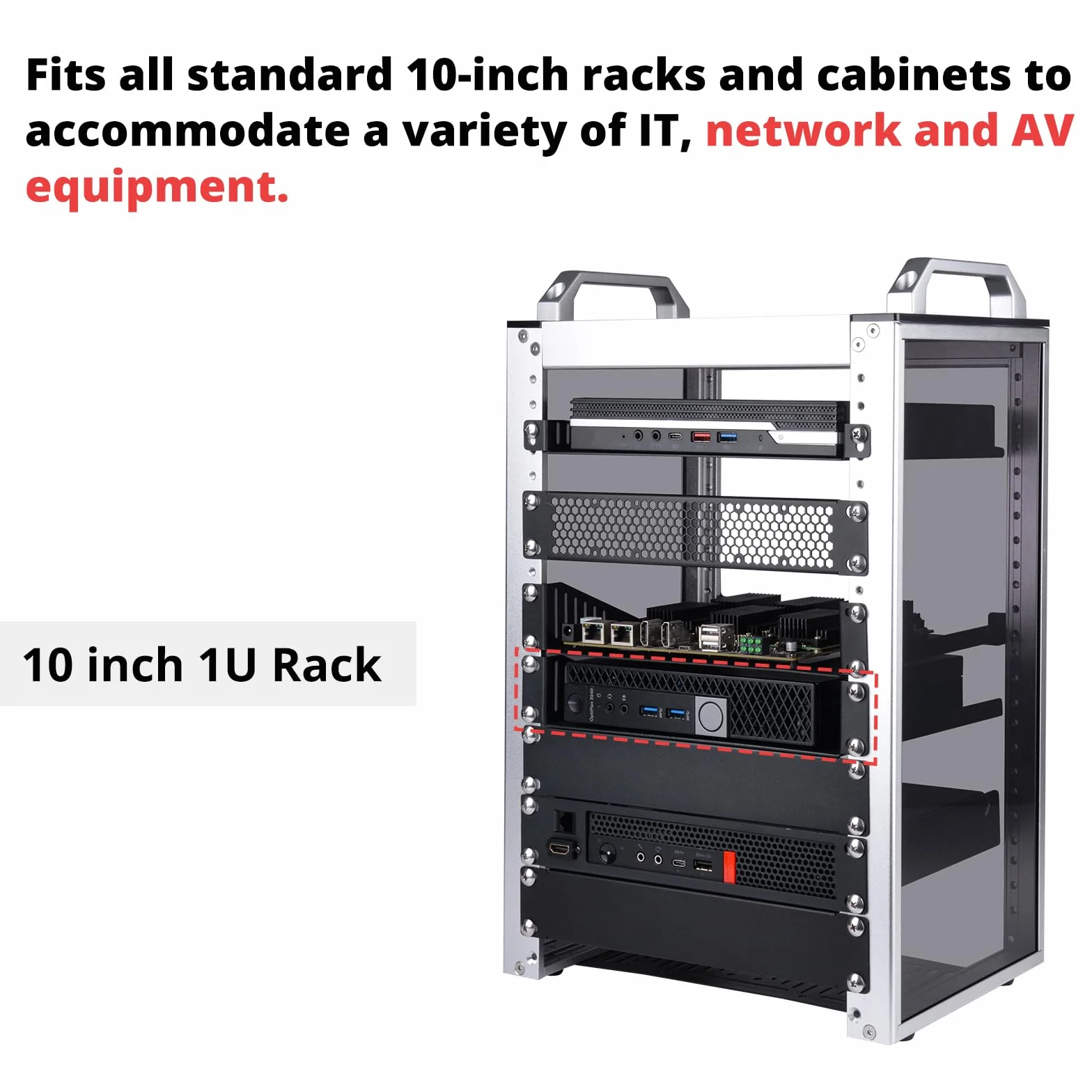 DeskPi RackMate Accessoires 1U Rack de Serveur 10" Plateau ventilé T1/T0 (1U-2PCS)
