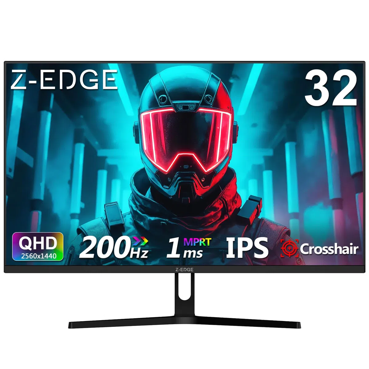 Z-Edge Ecran Gaming 32 Pouces QHD 200Hz 2K 2560x1440, 1ms MPRT, Panneau IPS, Luminosité 300 CD/m², FreeSync, Réticule, DP1.4 (200Hz) & HDMI2.0 (144Hz), Compatible VESA, Noir