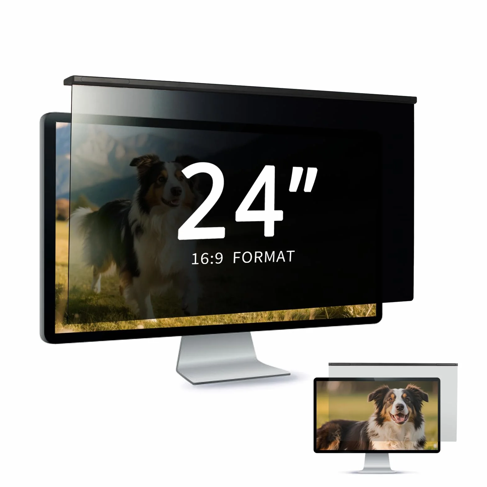 Filtre de Confidentialité Amovible 24 Pouces 16:9 Anti-Reflet HD Anti-Lumière Bleue pour Moniteur 54 x 32,9 cm