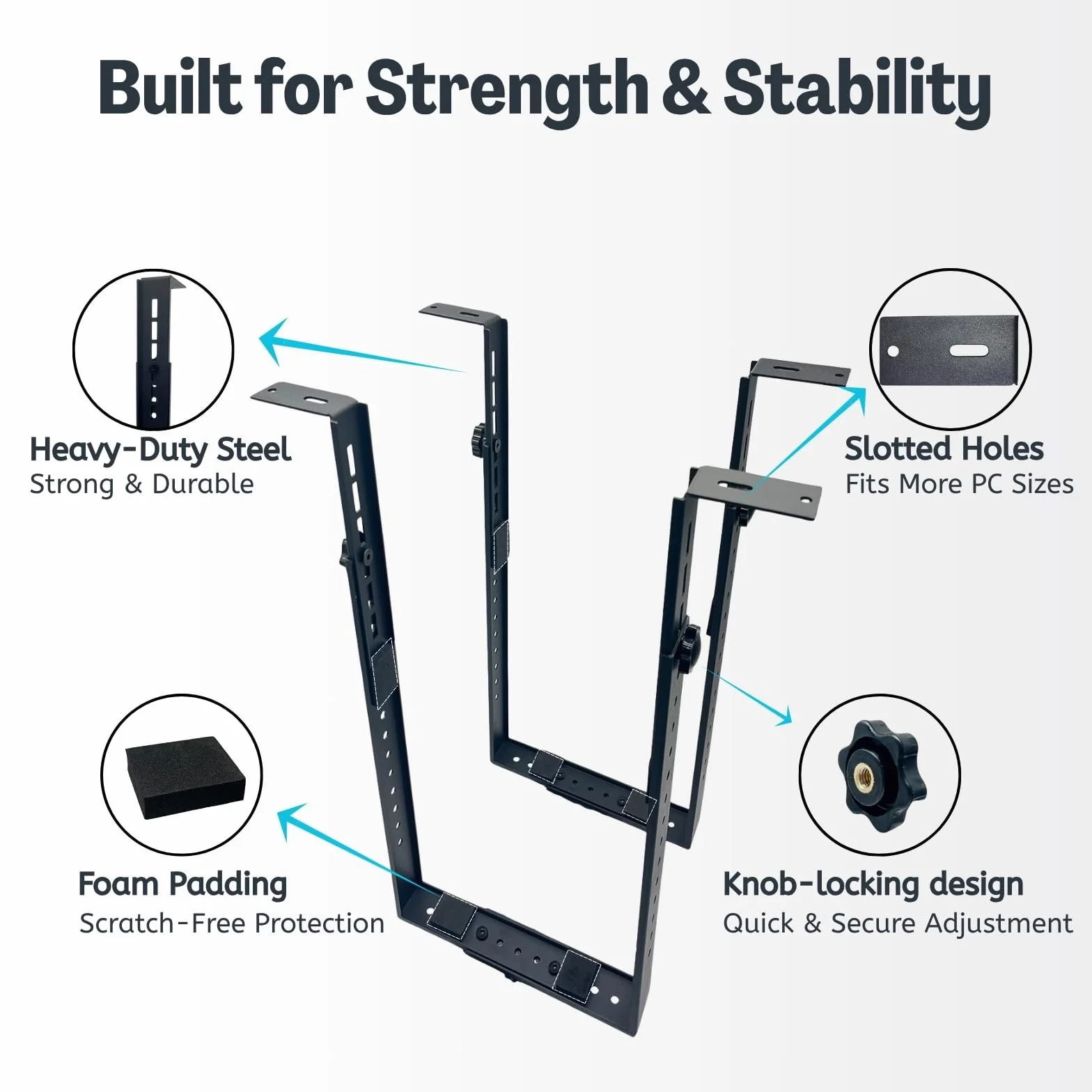 Support PC sous Bureau Réglable 40 kg, Fixation Unité Centrale Verticale Horizontale