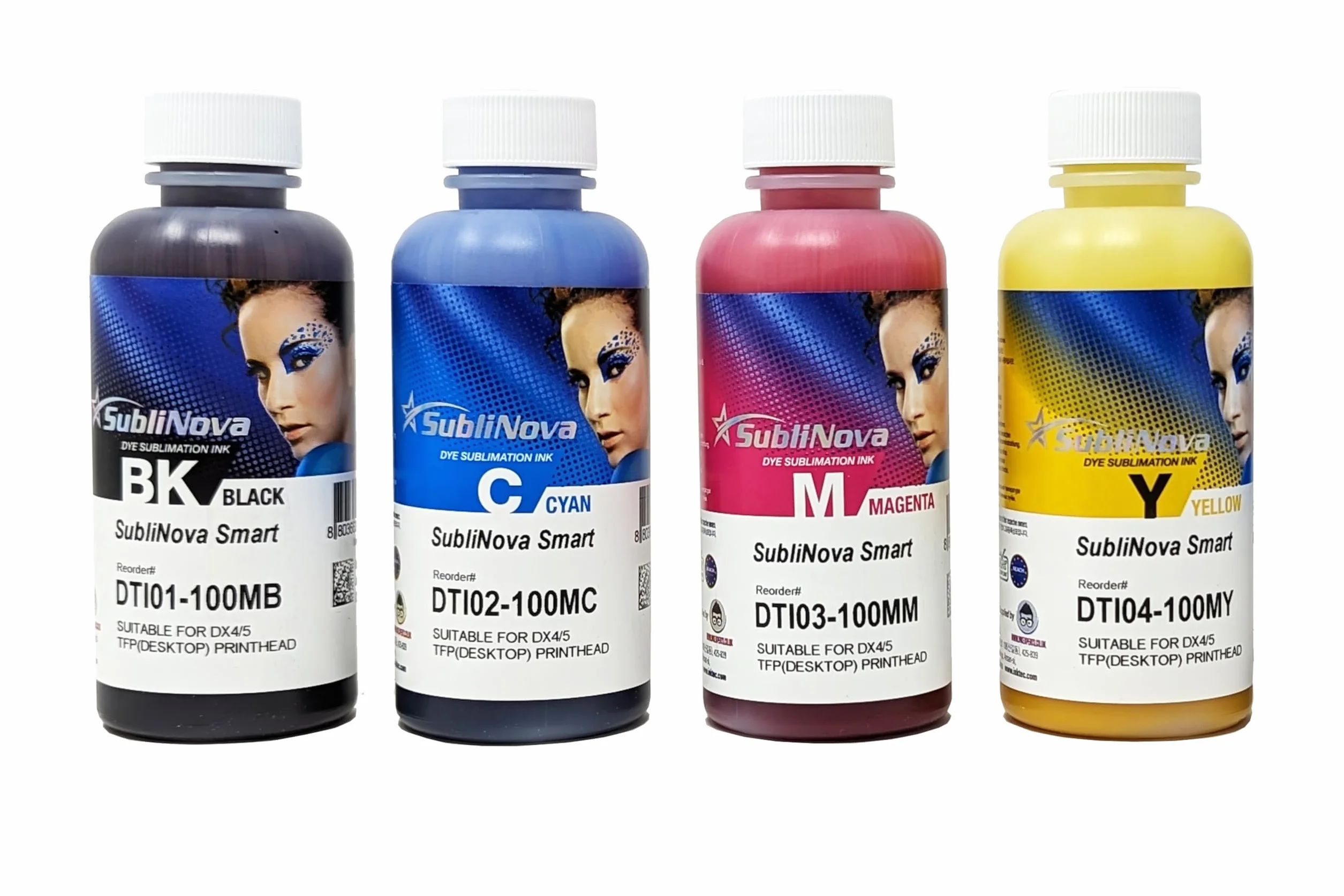 Ink Tec Sublinova Smart DTI Encres de sublimation 100ml Lot de 4 couleurs (C, M, Y, K)