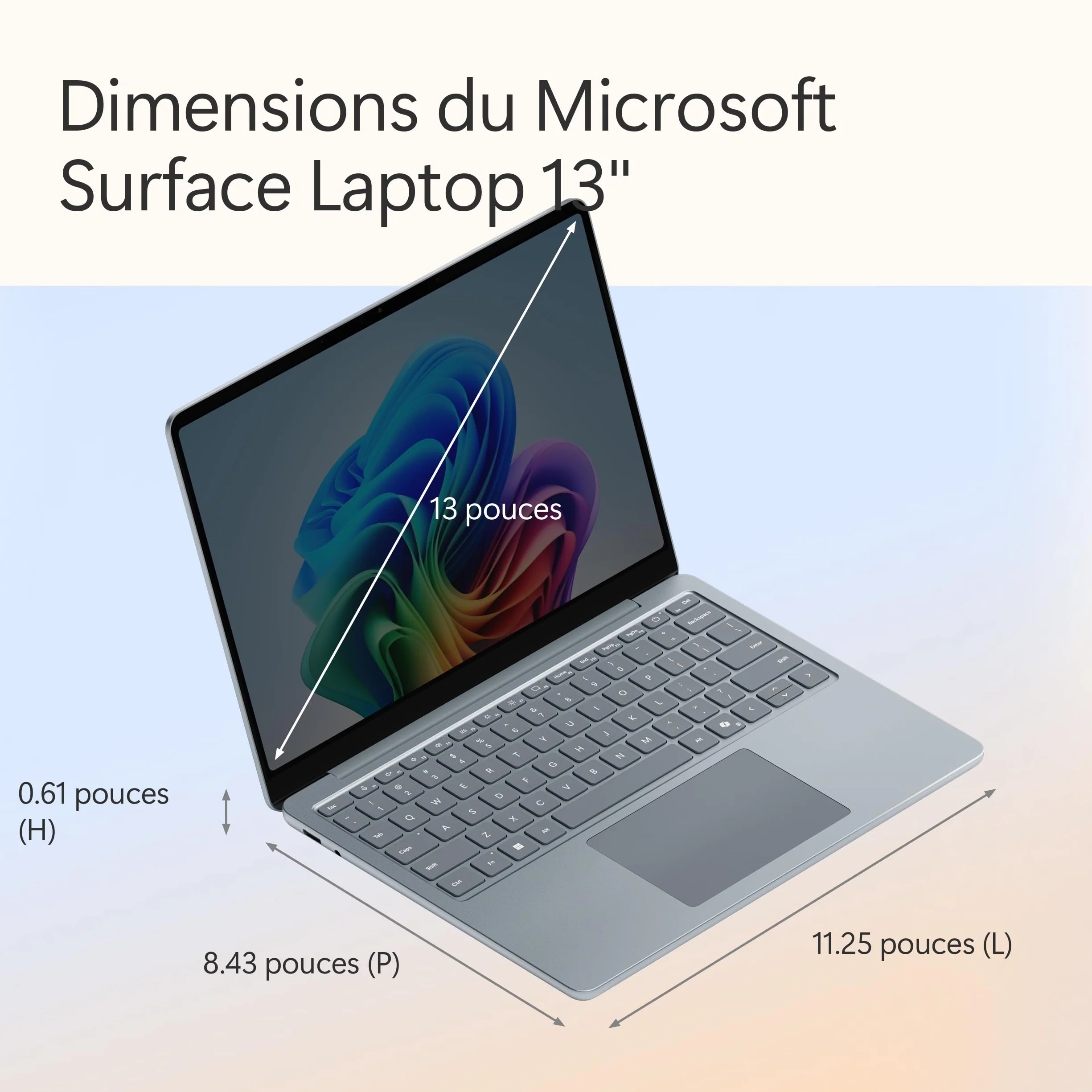 Microsoft Surface Laptop Copilot+ PC 13" Écran Tactile LCD Snapdragon X Plus 16Go RAM 512Go Stockage Océan