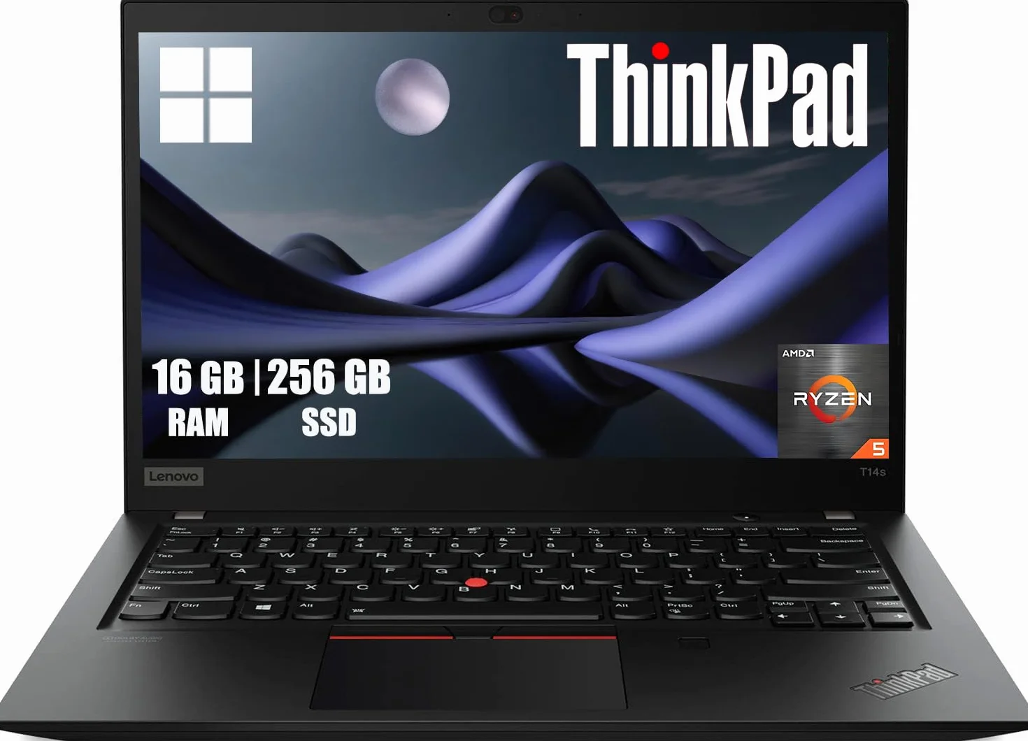 Lenovo ThinkPad T14s Gen 1 Ordinateur Portable 14 Pouces FHD AMD Ryzen 5 Pro 4650U 16 Go RAM 256 Go SSD Windows 11 Pro Reconditionné