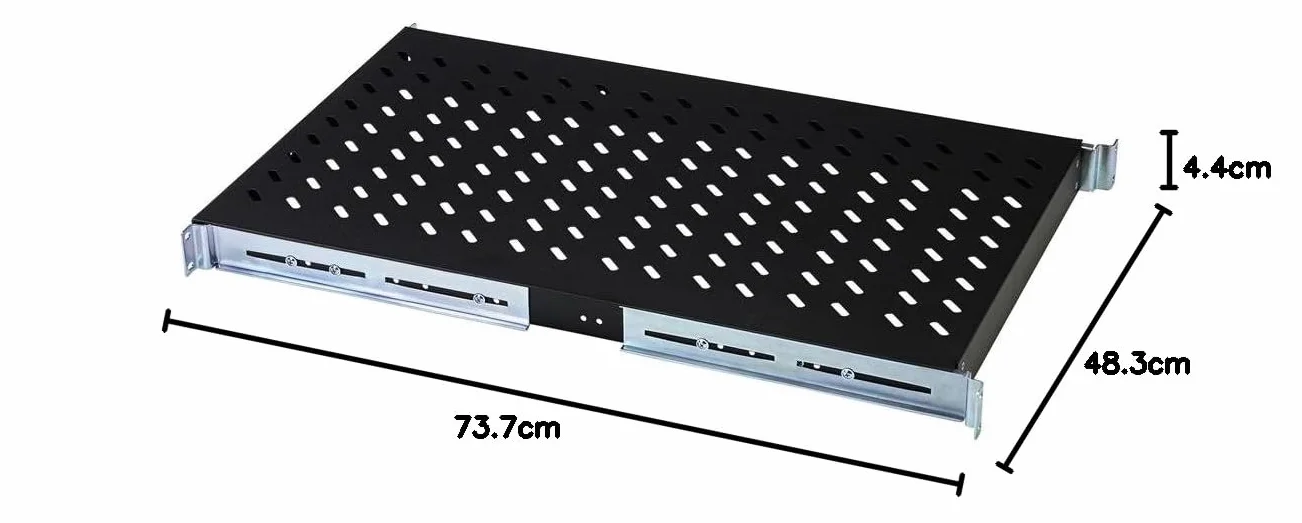 DIGITUS Tablette 19 Pouces 1U 100 kg Profondeur Variable Noir pour Armoires Réseaux et Serveurs