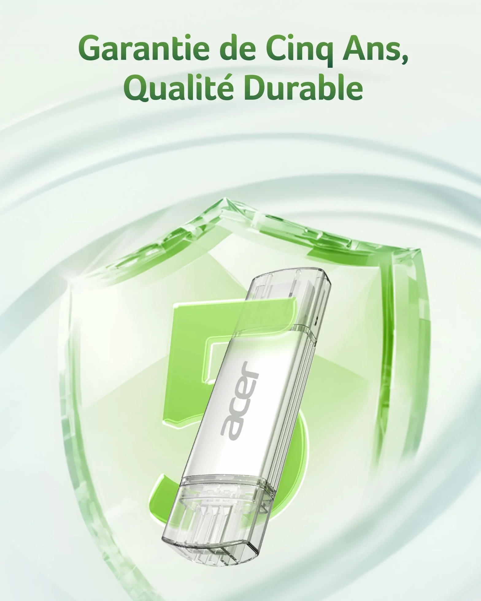 Acer Clé USB UT300 256 Go USB 3.2 Gen1 150 Mo/s Double Port Type-A & Type-C