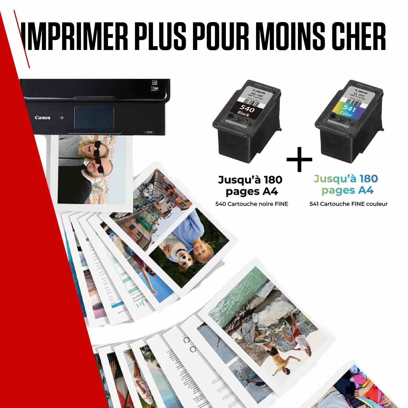 Canon Cartouches d'encre PG-540/CL-541 Authentiques pour imprimante - 2 Packs & Papier Photo 4x6 (50 Feuilles)