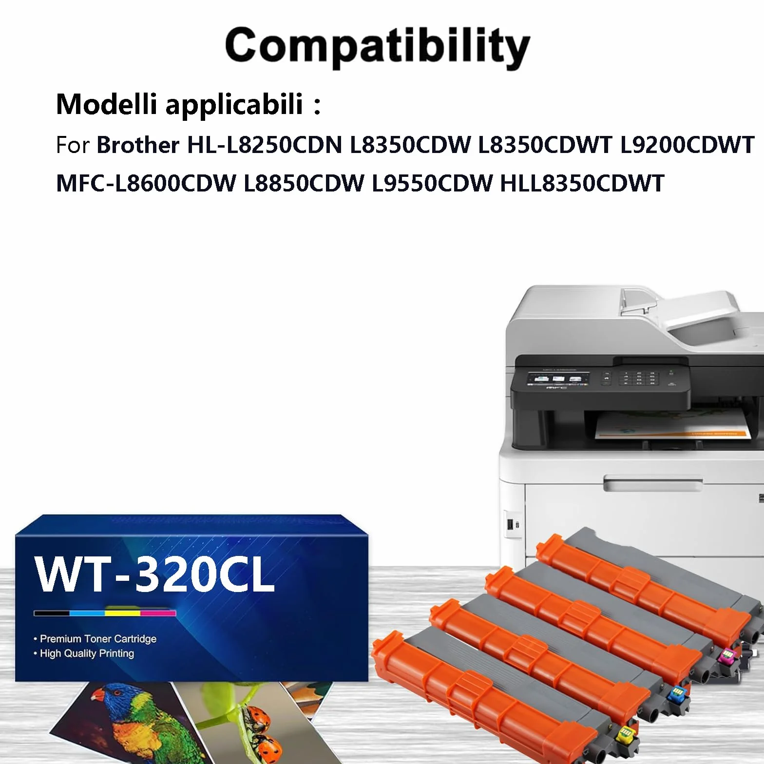 Noir WT-320CL Boîtier de Récupération de Toner Haute Capacité Compatible Brother HL-L8250CDN L8350CDW L8350CDWT L9200CDWT 50000 Pages