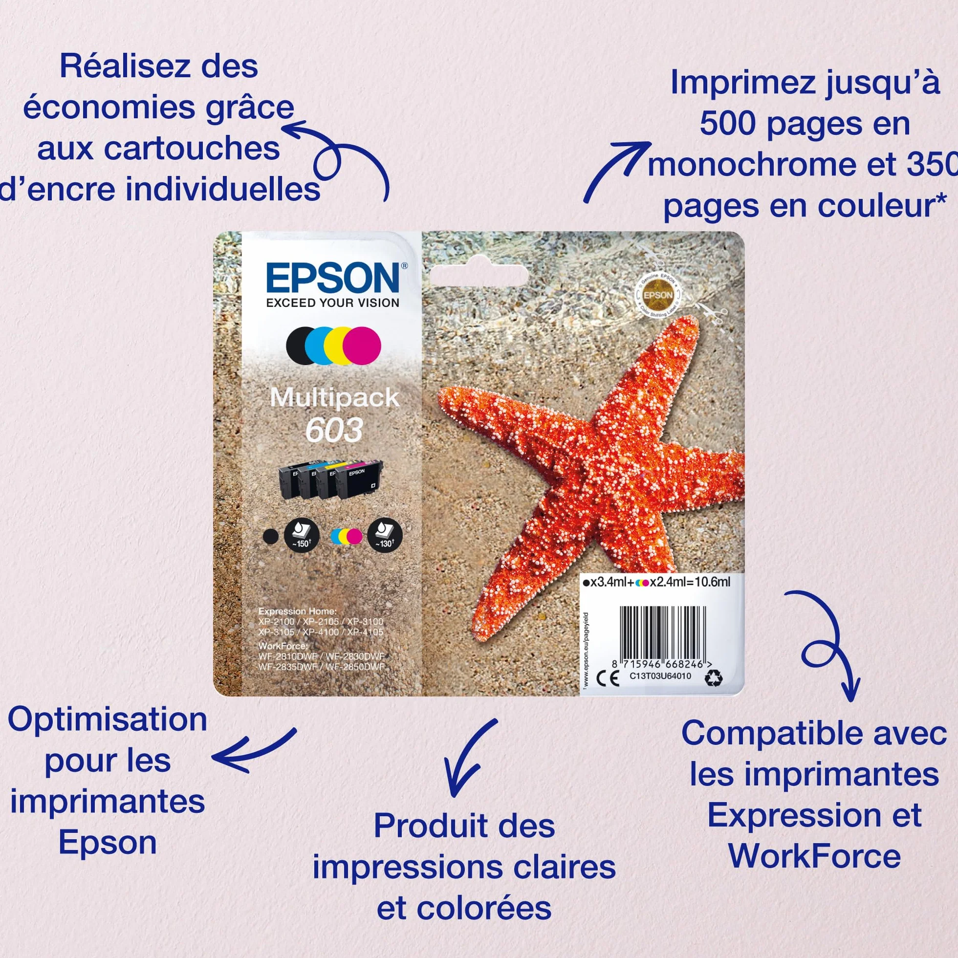 Epson 603 Starfish Genuine 4-Colours Multipack Ink Cartridges