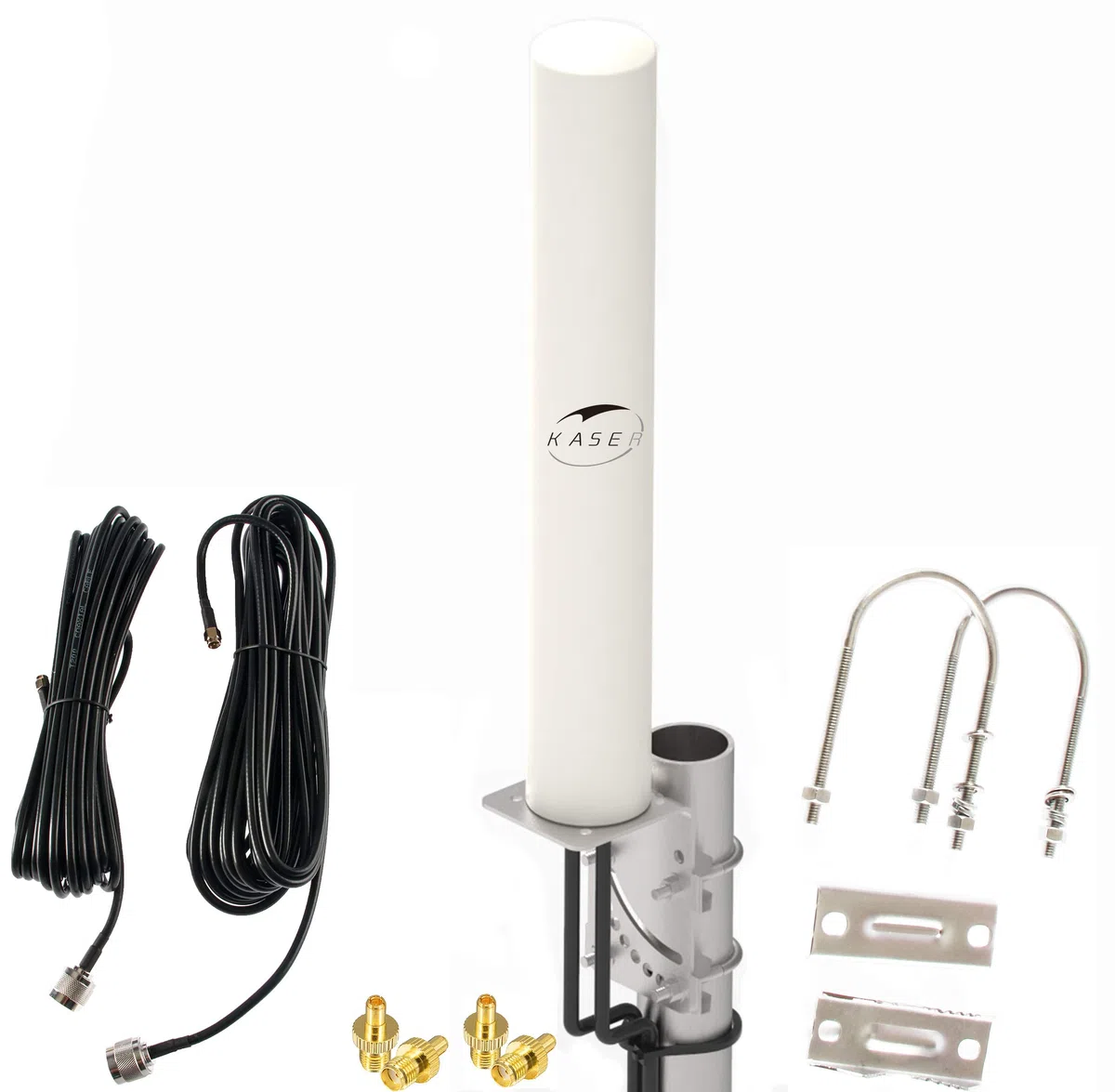 KASER Antenne 4G LTE Extérieure Mimo Omnidirectionnelle Étanche 696-2700 MHz SMA CRC9 TS9 Compatible Routeur 4G 12 dBi 15 km Câble 2x10m