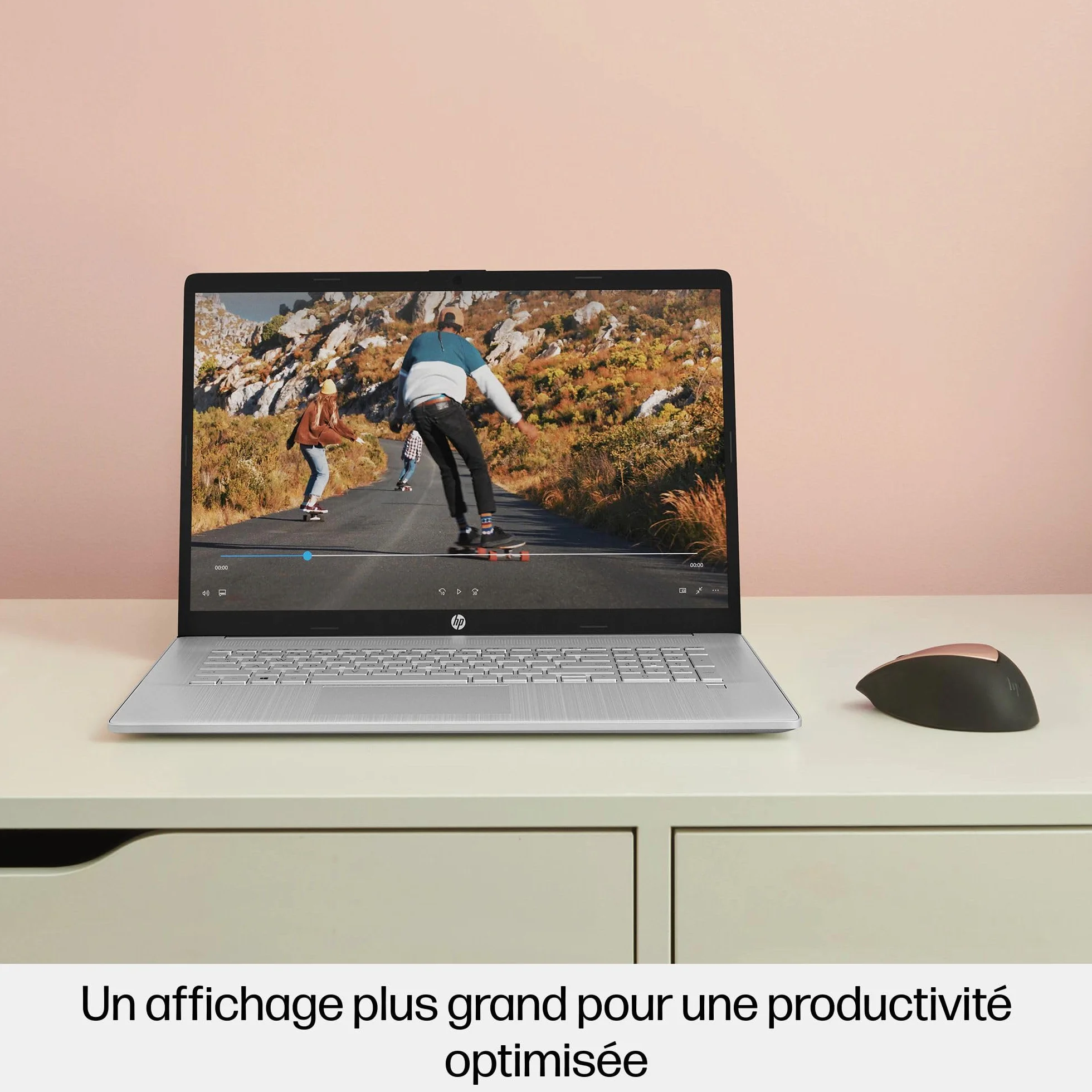 HP 17-cn3002sf Ordinateur Portable 17,3" HD+, Intel Core i3-N305, 8 Go RAM, 512 Go SSD, Intel UHD Graphics, Windows 11, Argent, Clavier AZERTY