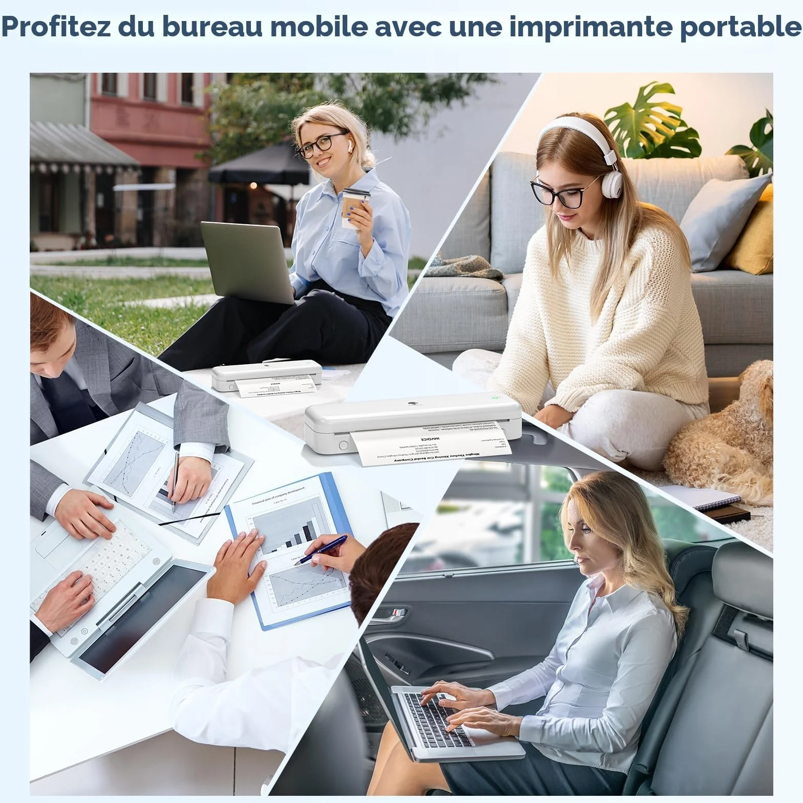 Phomemo M834 Imprimante Thermique A4 Portable sans Encre Bluetooth 300DPI