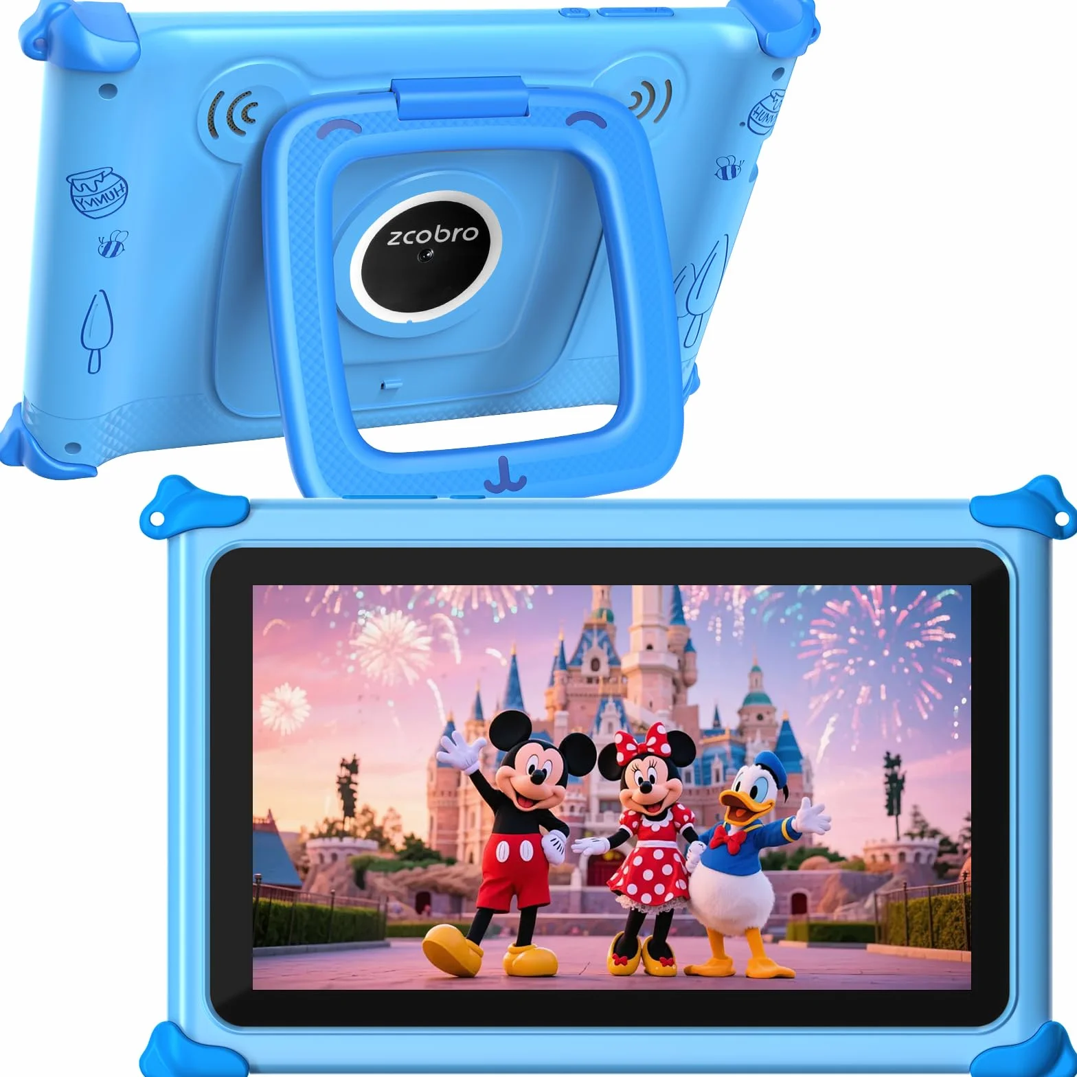Tablette Enfants 7 Pouces Android 32Go+256Go GMS Écran IPS Tactile Applications Éducatives Contrôle Parental WiFi Bluetooth Étui Bleu